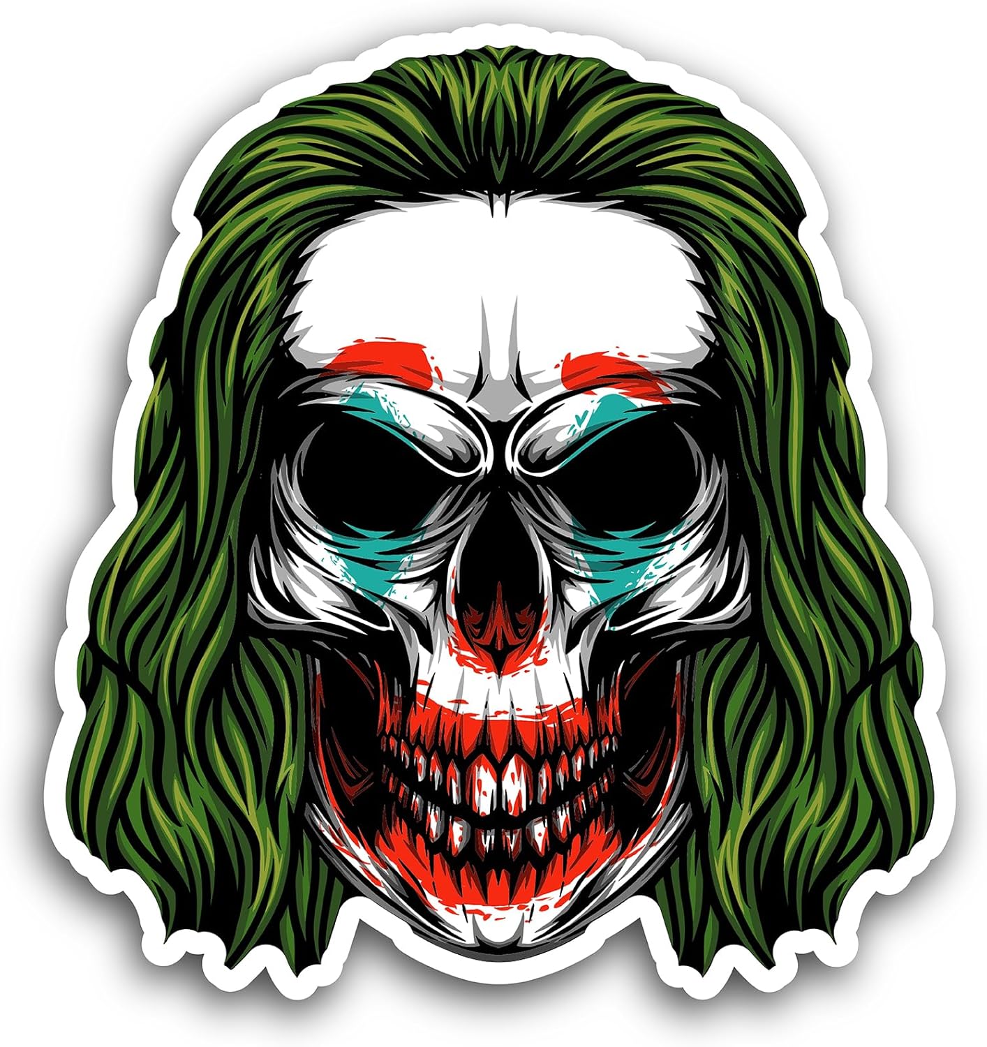 2 (Pieces) 3" and 5" Evil Joker Sticker, Waterproof Vinyl Decals for Many Purpose Like Cars, Trucks, Laptops, Phones, Windows and More