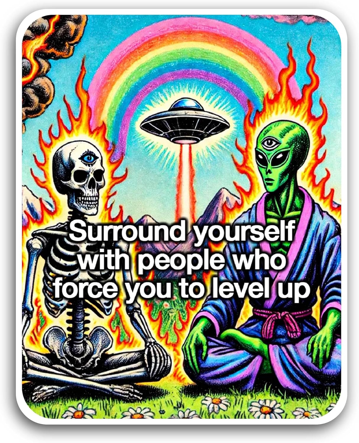 2 (Pieces) 3" and 5" Surround Yourself with People Sticker, Waterproof Vinyl Decals for Many Purpose Like Cars, Trucks, Laptops, Phones, Windows and More