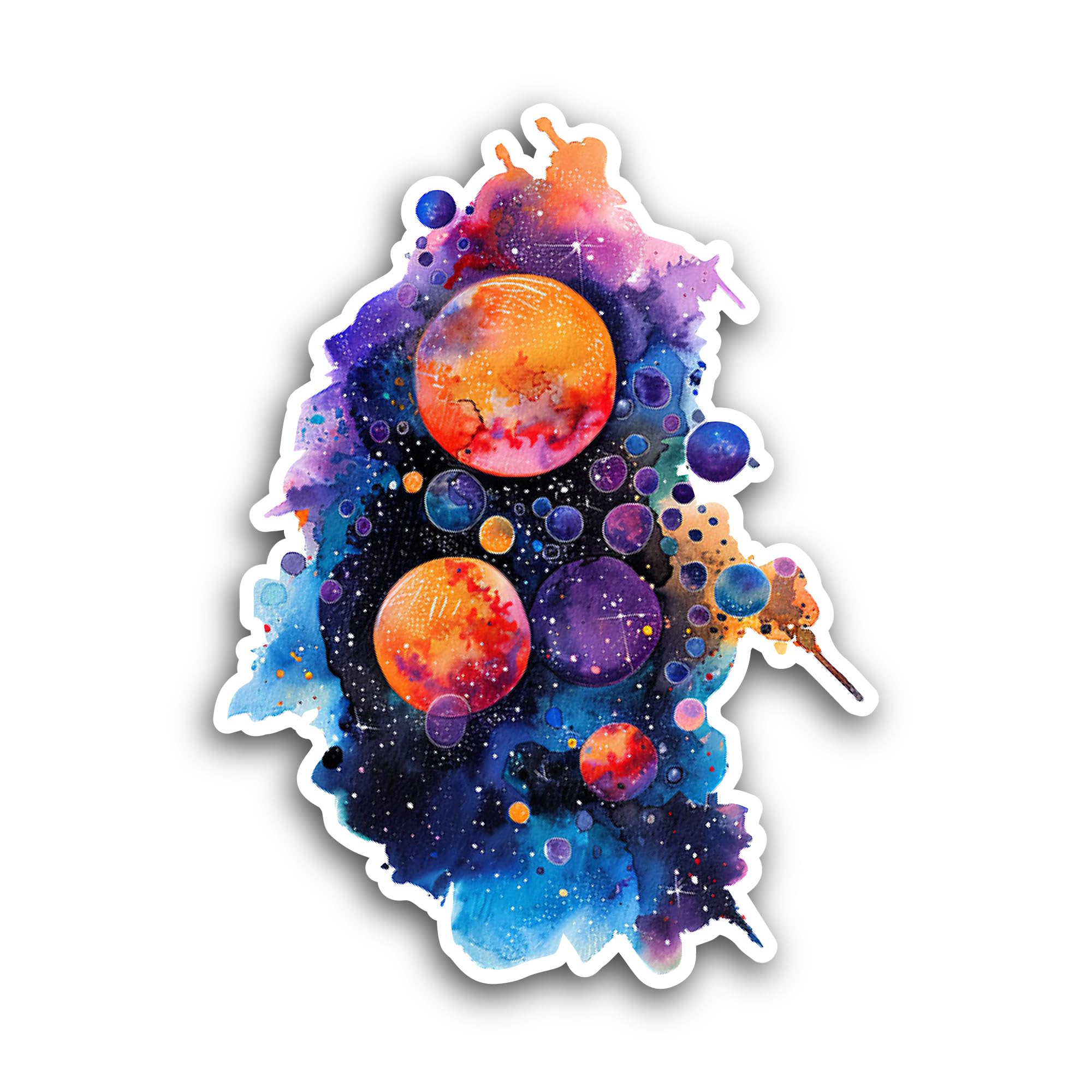 2 (Pieces) 3" and 5" Painting of Planets Sticker, Waterproof Vinyl Decals for Many Purpose Like Cars