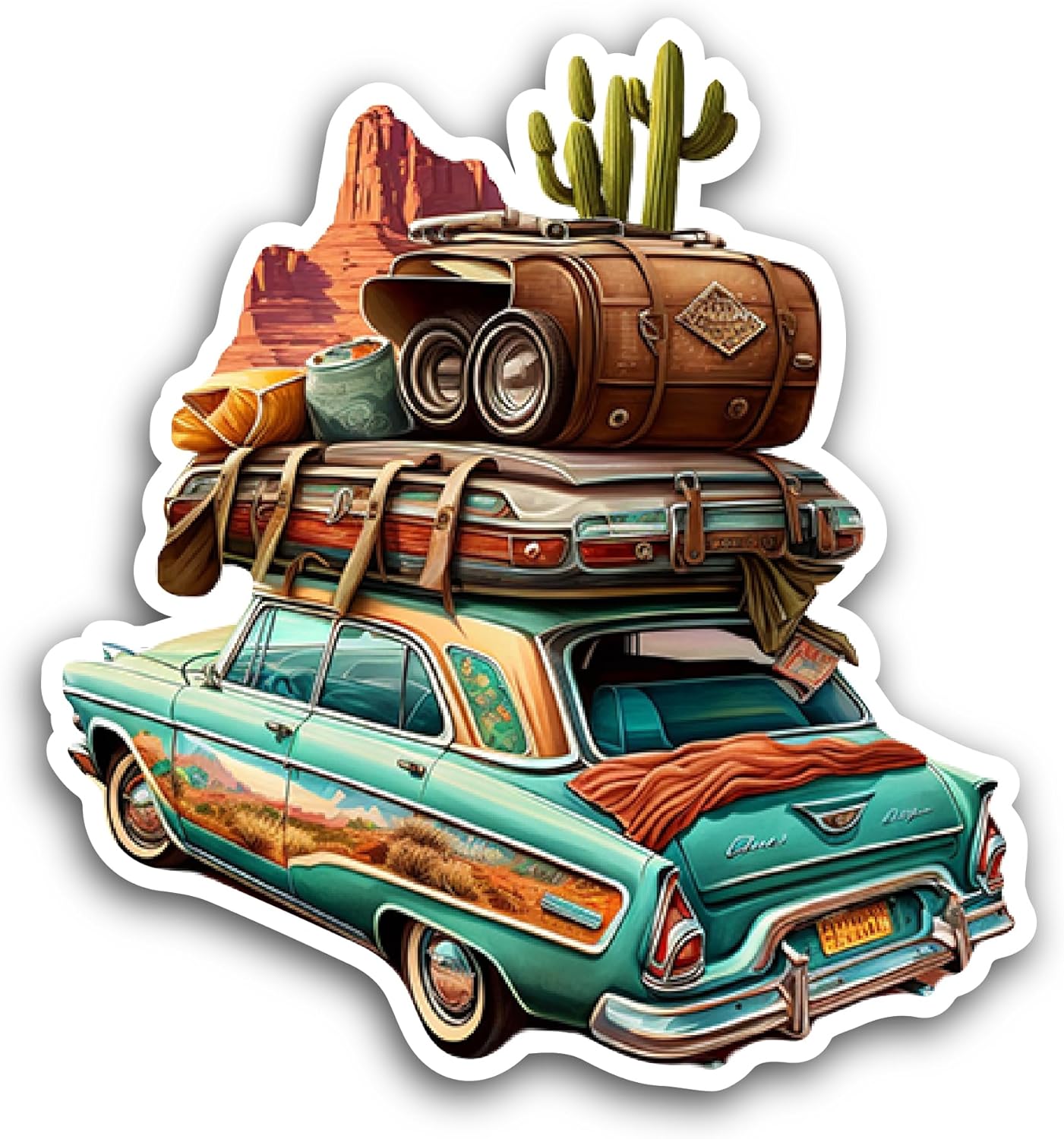 2 (Pieces) 3" and 5" Travel Car, Luggage Sticker, Waterproof Vinyl Decals for Many Purpose Like Cars, Trucks, Laptops, Phones, Windows and More