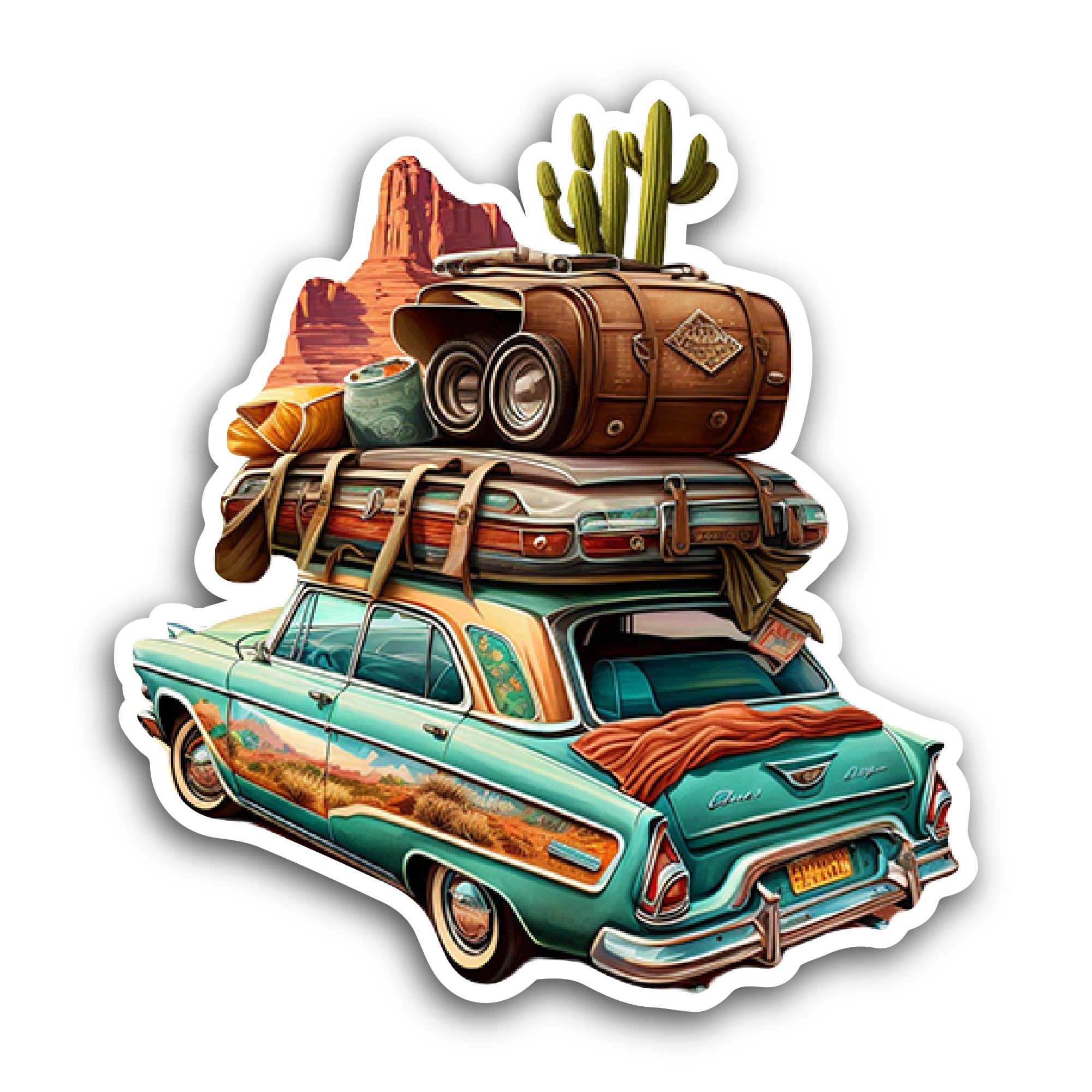 2 (Pieces) 3" and 5" Travel Car, Luggage Sticker, Waterproof Vinyl Decals for Many Purpose Like Cars
