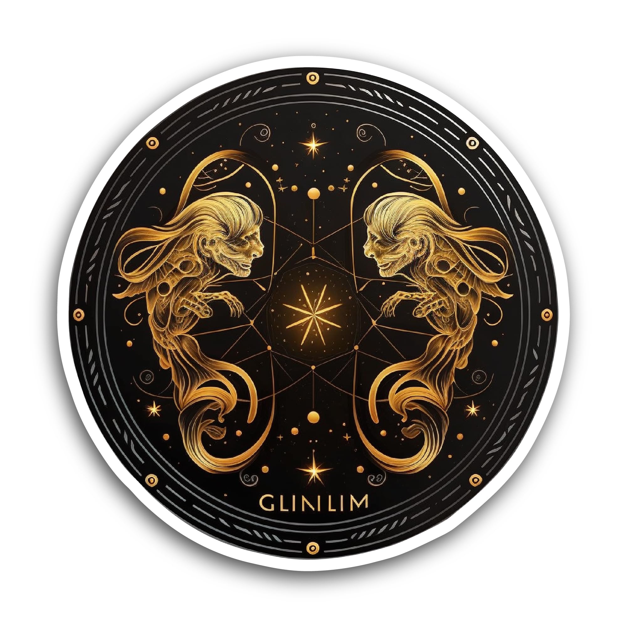 2 (Pieces) 3" and 5" A Mystical Zodiac Symbol Sticker, Waterproof Vinyl Decals for Many Purpose Like