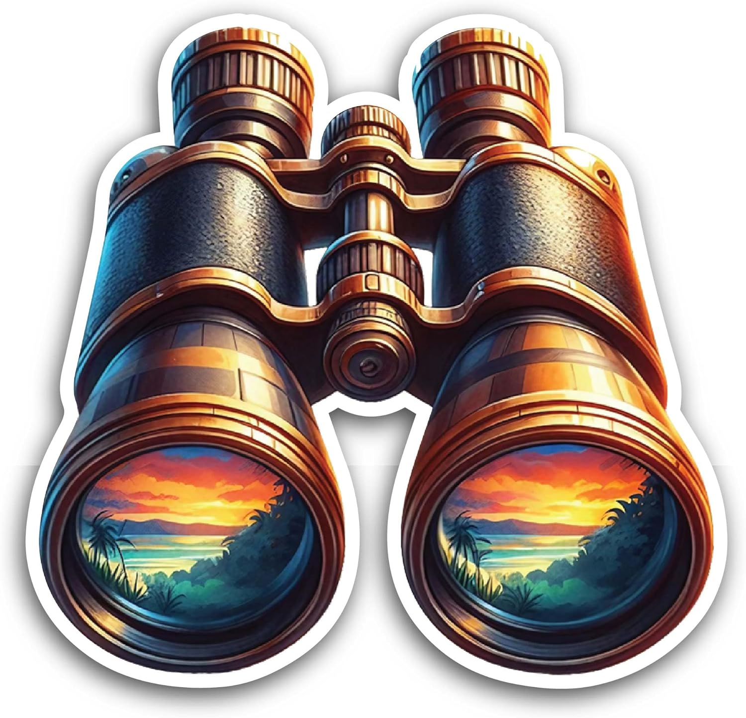 2 (Pieces) 3" and 5" Colorful Binoculars Sticker, Waterproof Vinyl Decals for Many Purpose Like Cars, Trucks, Laptops, Phones, Windows and More