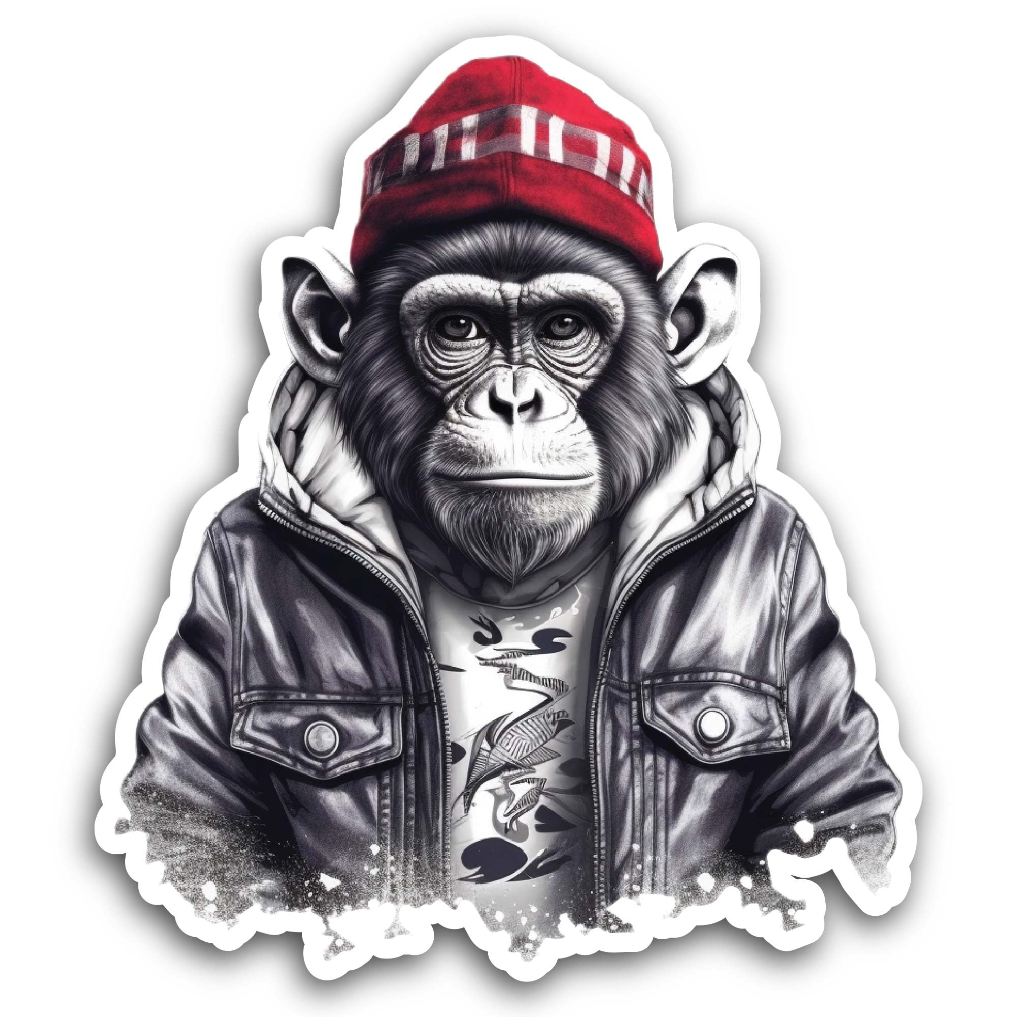 2 (Pieces) 3" and 5" Monkey in Jacket Sticker, Waterproof Vinyl Decals for Many Purpose Like Cars, T