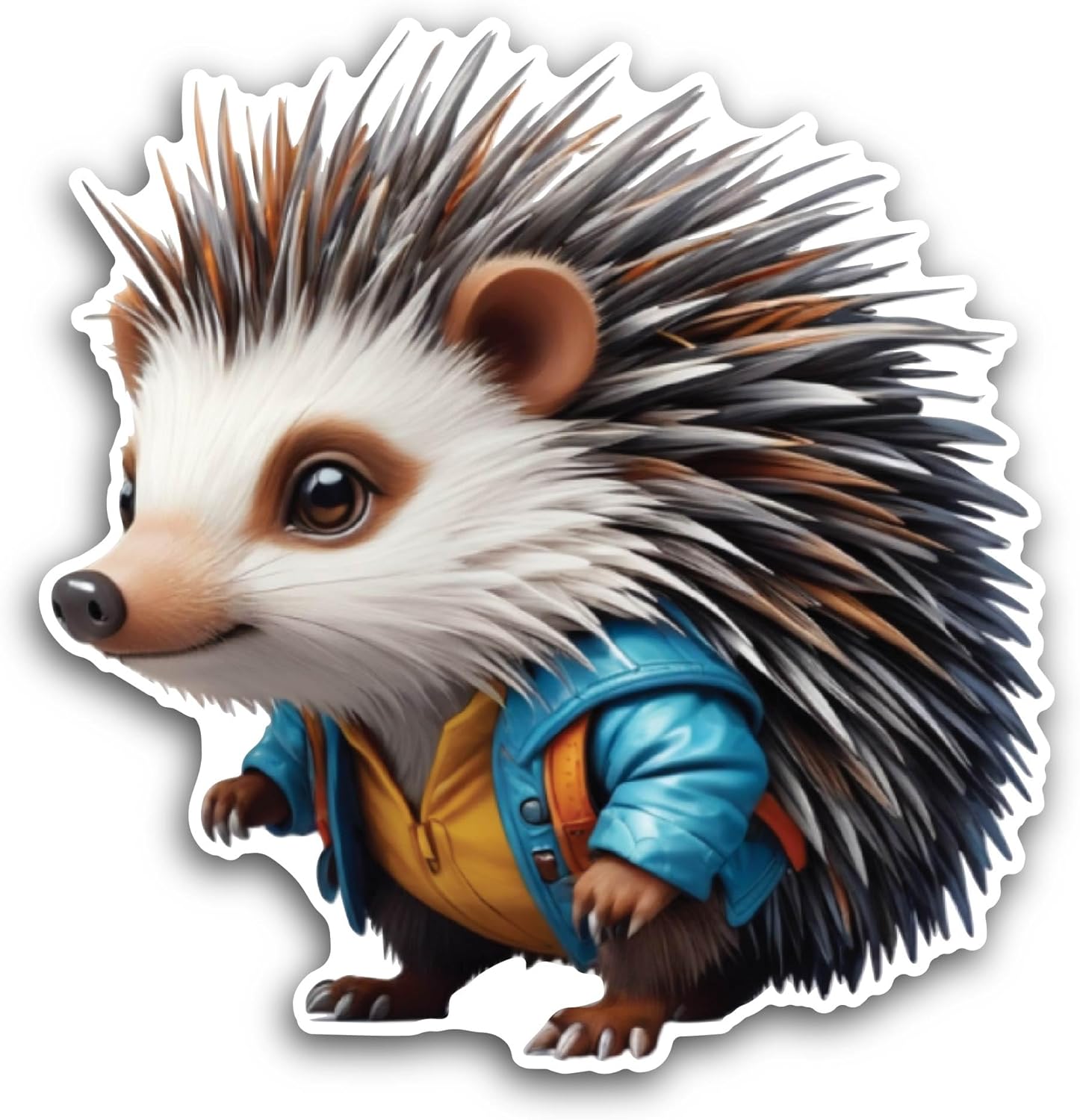 2 (Pieces) 3" and 5" Hedgehog in A Jacket Sticker, Waterproof Vinyl Decals for Many Purpose Like Cars, Trucks, Laptops, Phones, Windows and More
