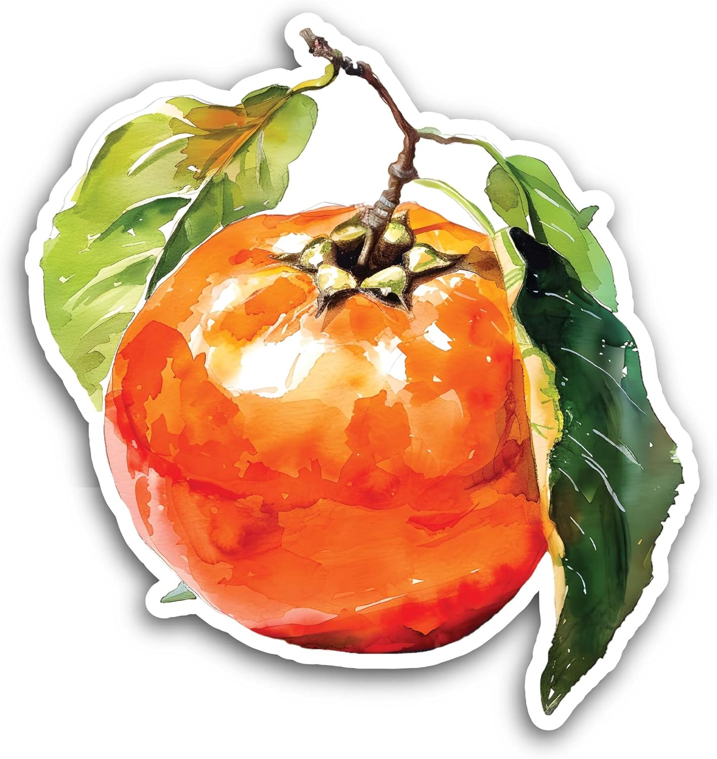 2 (Pieces) 3" and 5" Persimmon Fruit Sticker, Waterproof Vinyl Decals for Many Purpose Like Cars, Trucks, Laptops, Phones, Windows and More