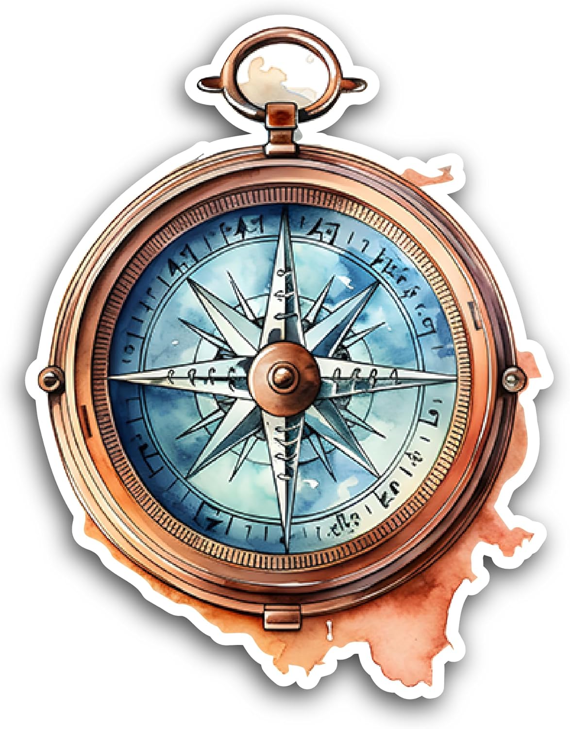 2 (Pieces) 3" and 5" Compass with A Blue Face Sticker, Waterproof Vinyl Decals for Many Purpose Like Cars, Trucks, Laptops, Phones, Windows and More