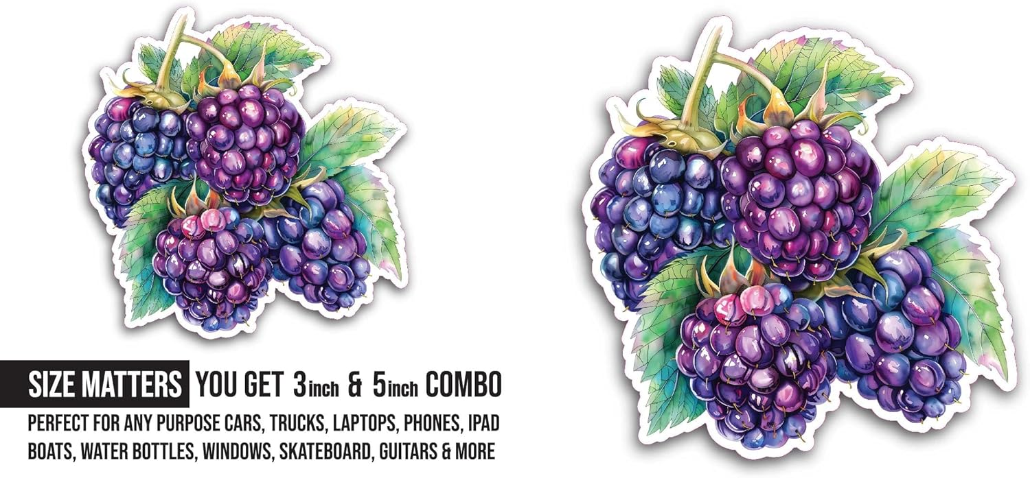2 (Pieces) 3" and 5" Mulberry Sticker, Waterproof Vinyl Decals for Many Purpose Like Cars, Trucks, Laptops, Phones, Windows and More