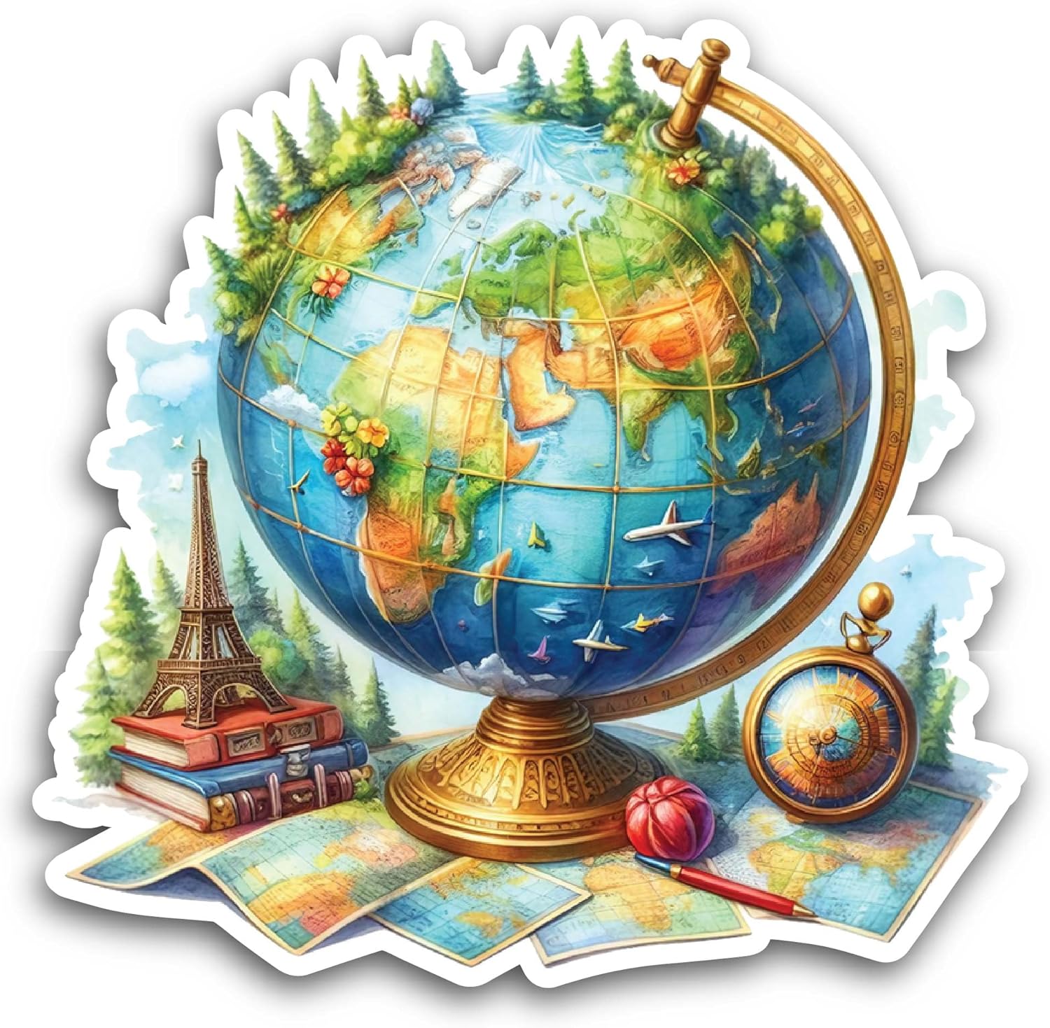 2 (Pieces) 3" and 5" Earth Globe Sticker, Waterproof Vinyl Decals for Many Purpose Like Cars, Trucks, Laptops, Phones, Windows and More