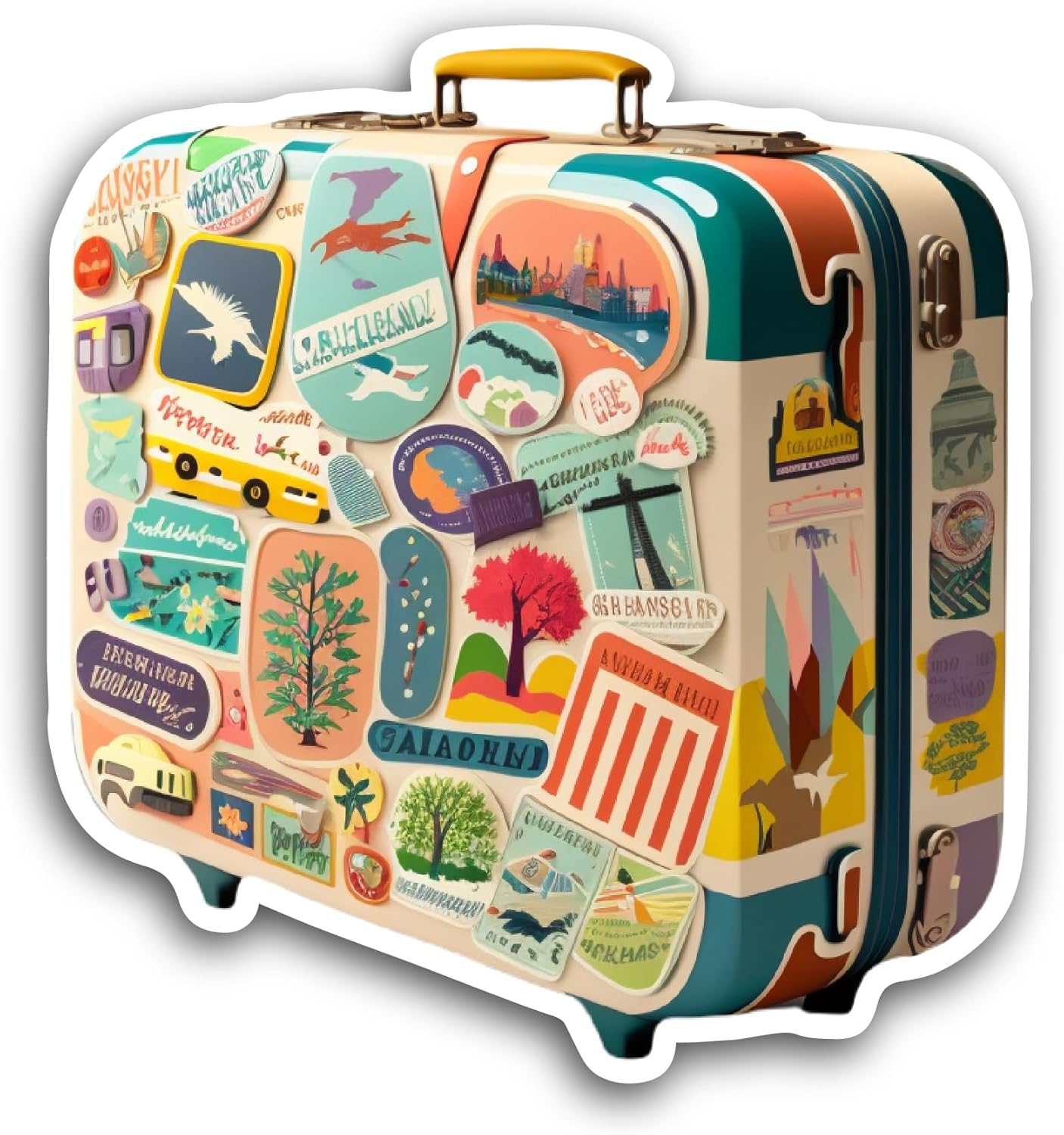 2 (Pieces) 3" and 5" Travel Bag Luggage Sticker, Waterproof Vinyl Decals for Many Purpose Like Cars, Trucks, Laptops, Phones, Windows and More