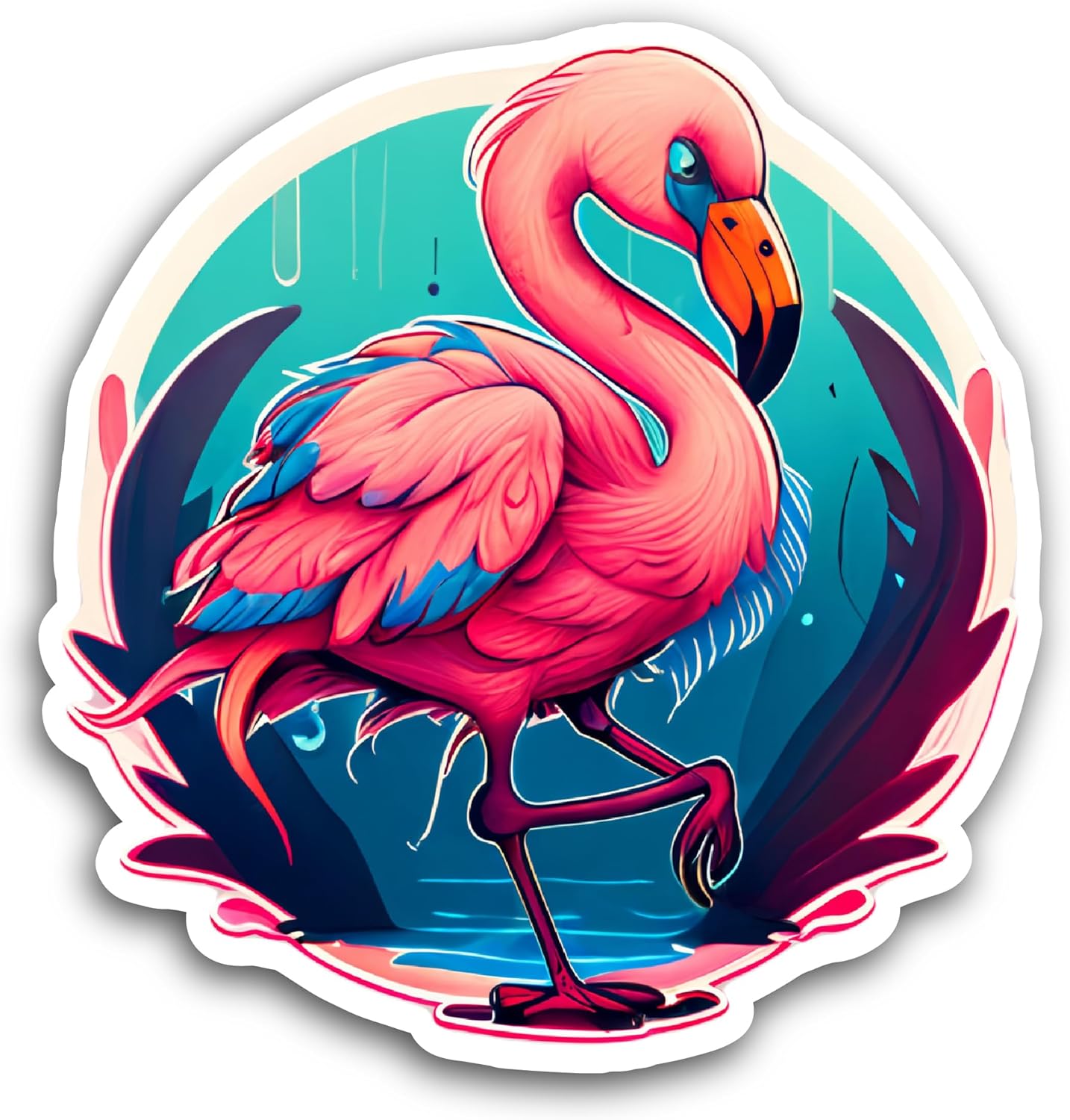 2 (Pieces) 3" and 5" Colorful Flamingo Sticker, Waterproof Vinyl Decals for Many Purpose Like Cars, Trucks, Laptops, Phones, Windows and More