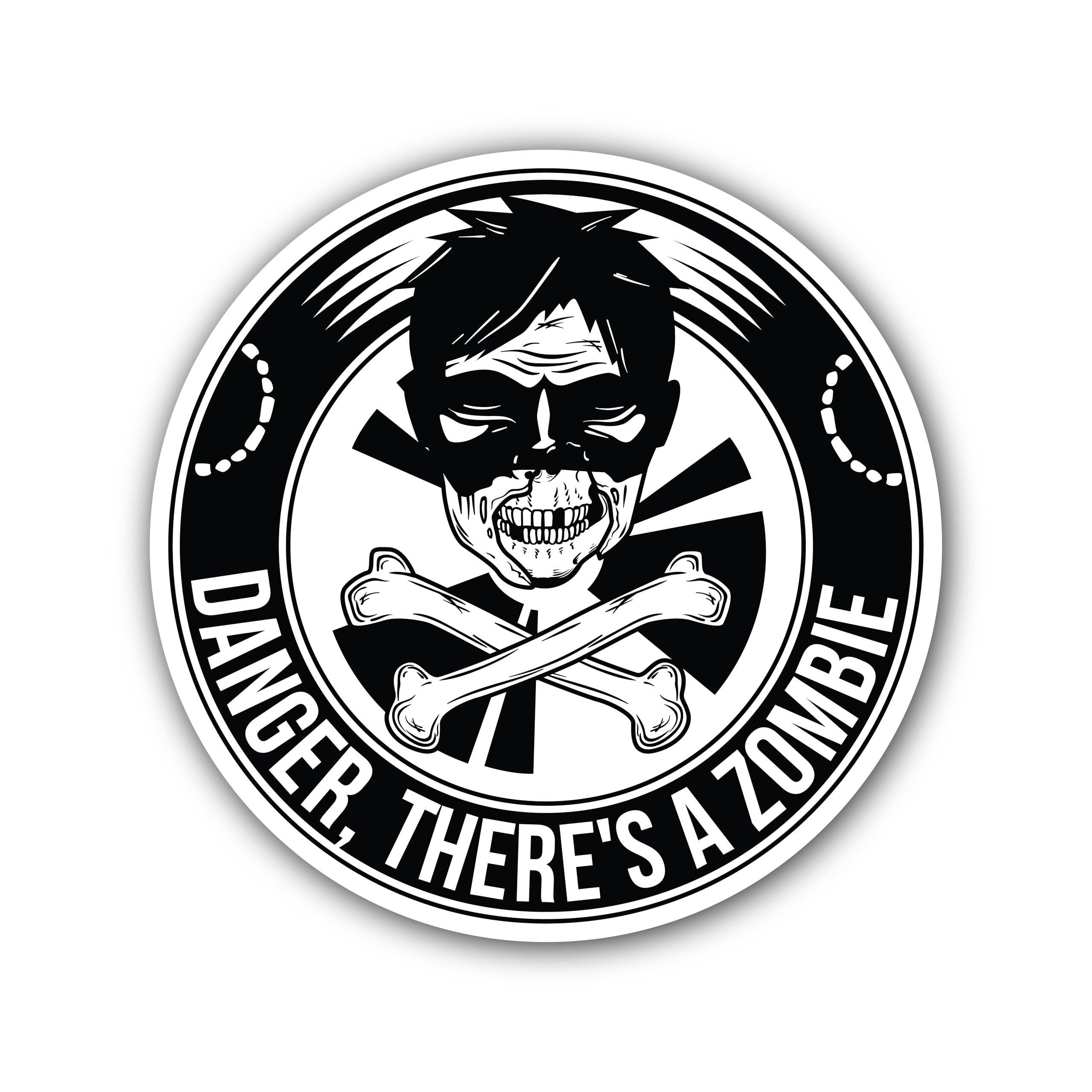 2 (Pieces) 3" and 5" Danger There is A Zombie Sticker, Waterproof Vinyl Decals for Many Purpose Like