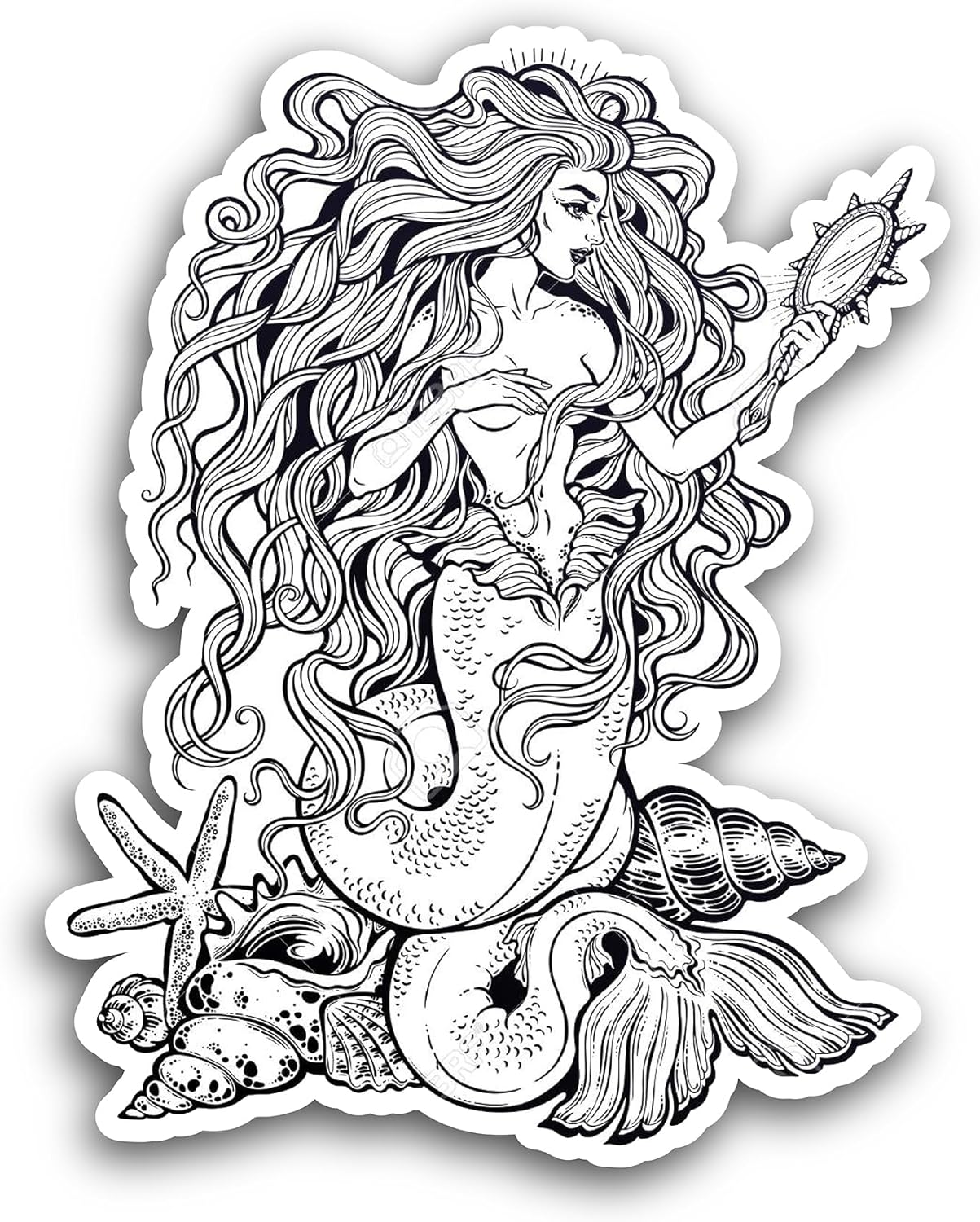 2 (Pieces) 3" and 5" Real Mermaid Sticker, Waterproof Vinyl Decals for Many Purpose Like Cars, Trucks, Laptops, Phones, Windows and More