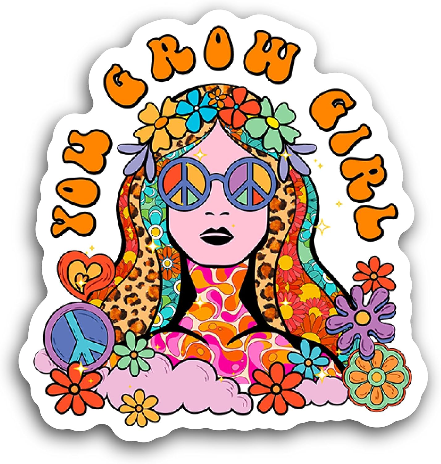 2 (Pieces) 3" and 5" You Grow Girl Sticker, Waterproof Vinyl Decals for Many Purpose Like Cars, Trucks, Laptops, Phones, Windows and More