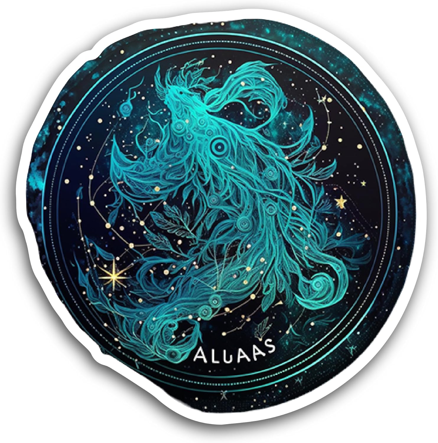 2 (Pieces) 3" and 5" Zodiac Symbol Aquarius Sticker, Waterproof Vinyl Decals for Many Purpose Like Cars, Trucks, Laptops, Phones, Windows and More