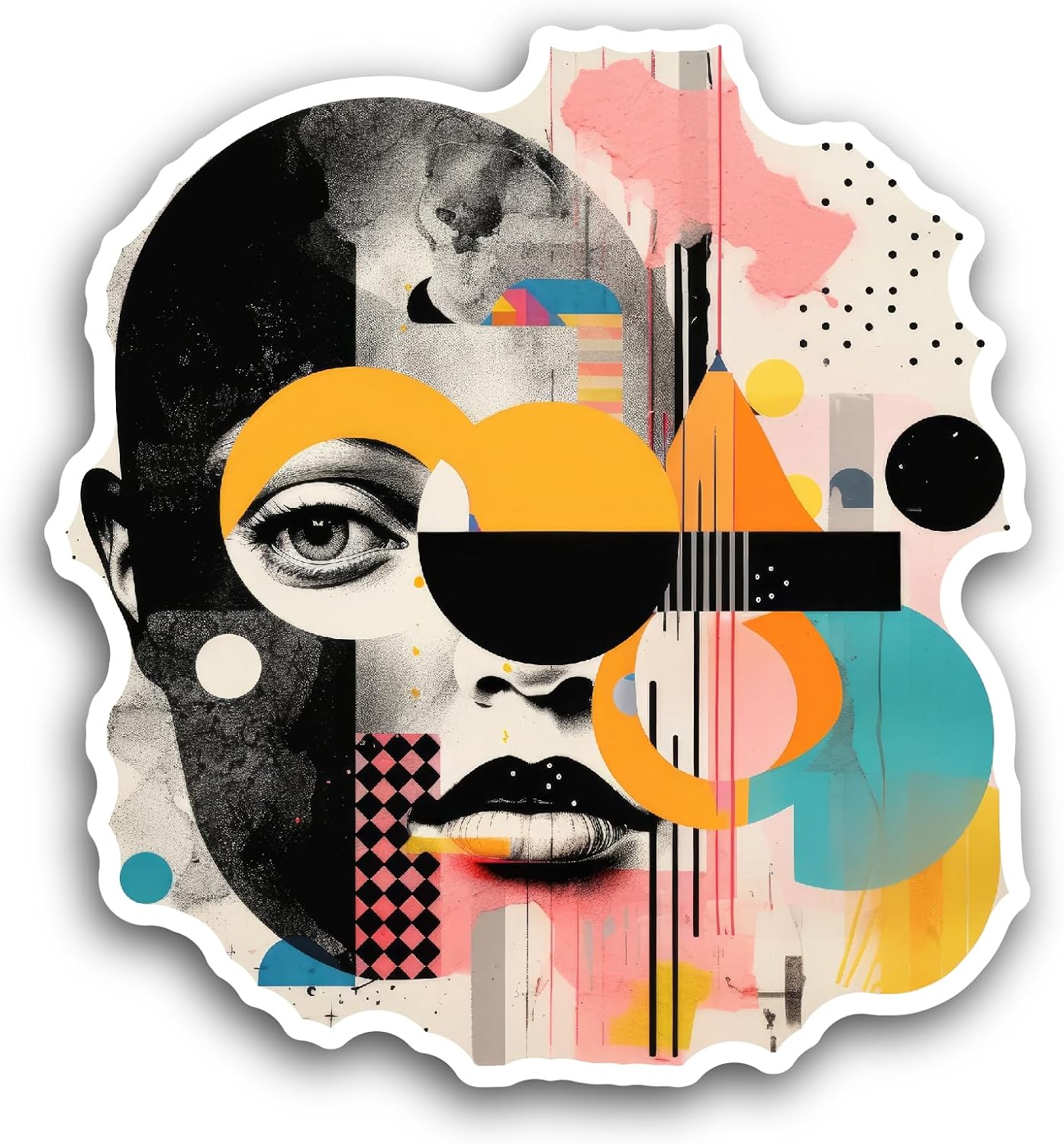 2 (Pieces) 3" and 5" Eyecatching Girl Portrait Sticker, Waterproof Vinyl Decals for Many Purpose Like Cars, Trucks, Laptops, Phones, Windows and More