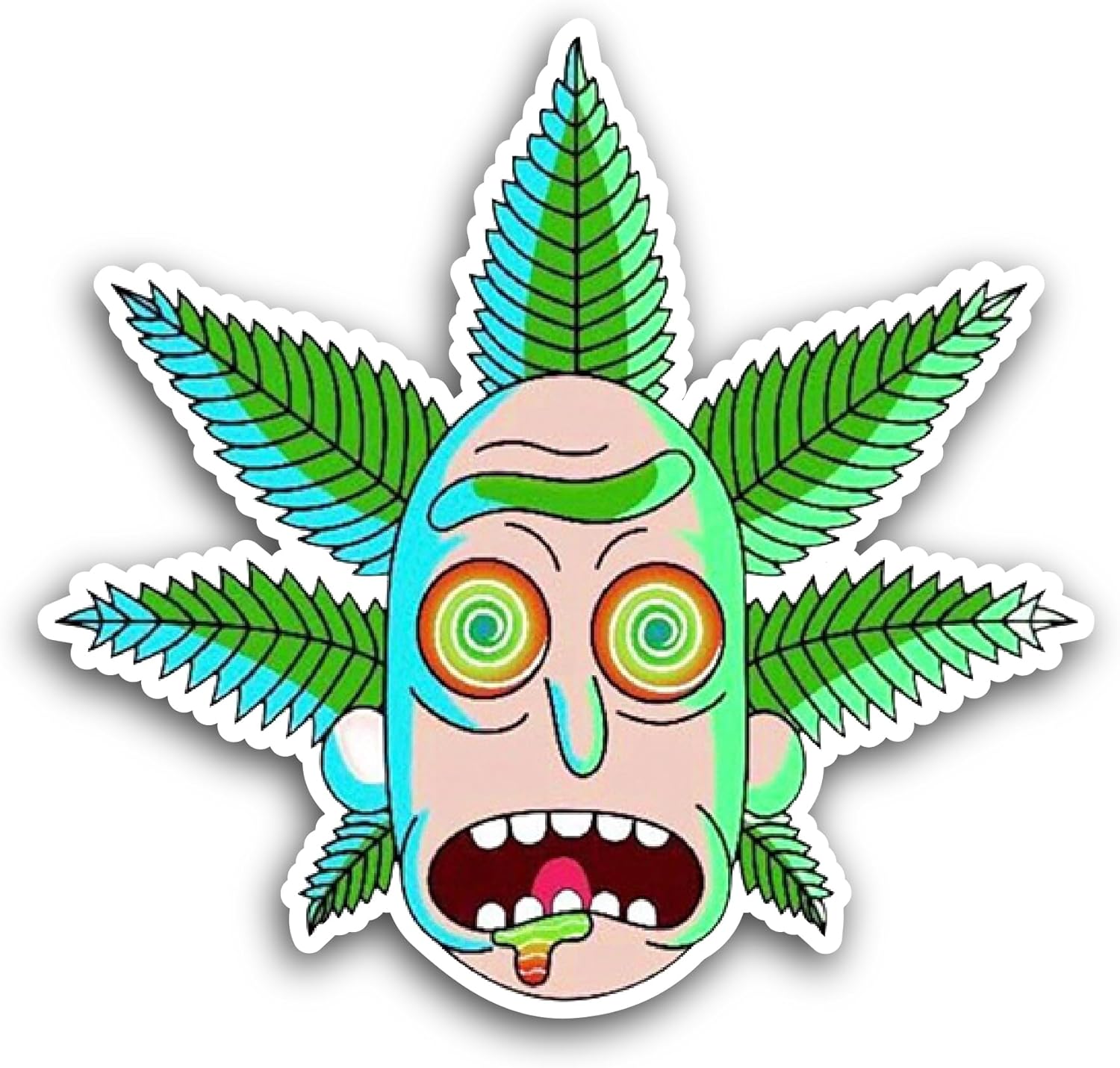 2 (Pieces) 3" and 5" Weed Hair Sticker, Waterproof Vinyl Decals for Many Purpose Like Cars, Trucks, Laptops, Phones, Windows and More