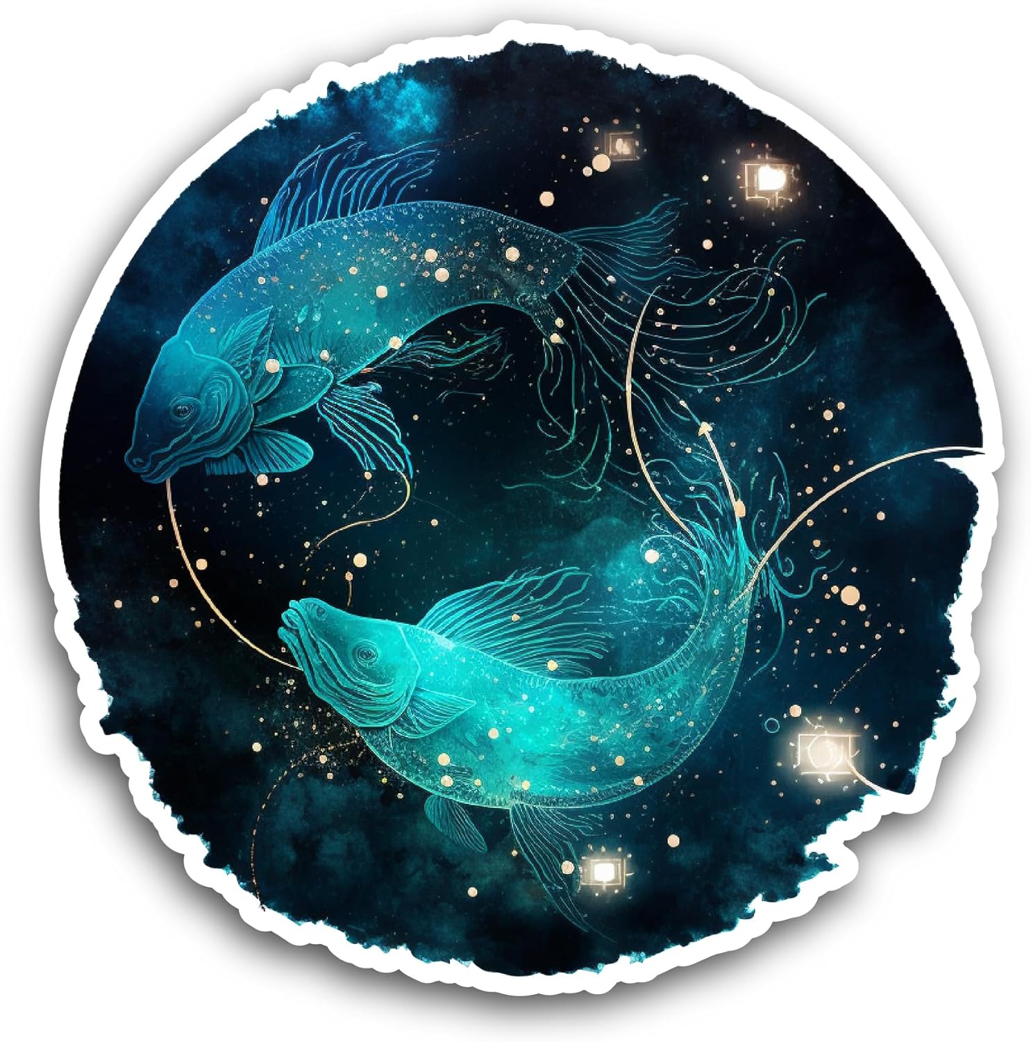 2 (Pieces) 3" and 5" Pisces Zodiac Sign Sticker, Waterproof Vinyl Decals for Many Purpose Like Cars, Trucks, Laptops, Phones, Windows and More