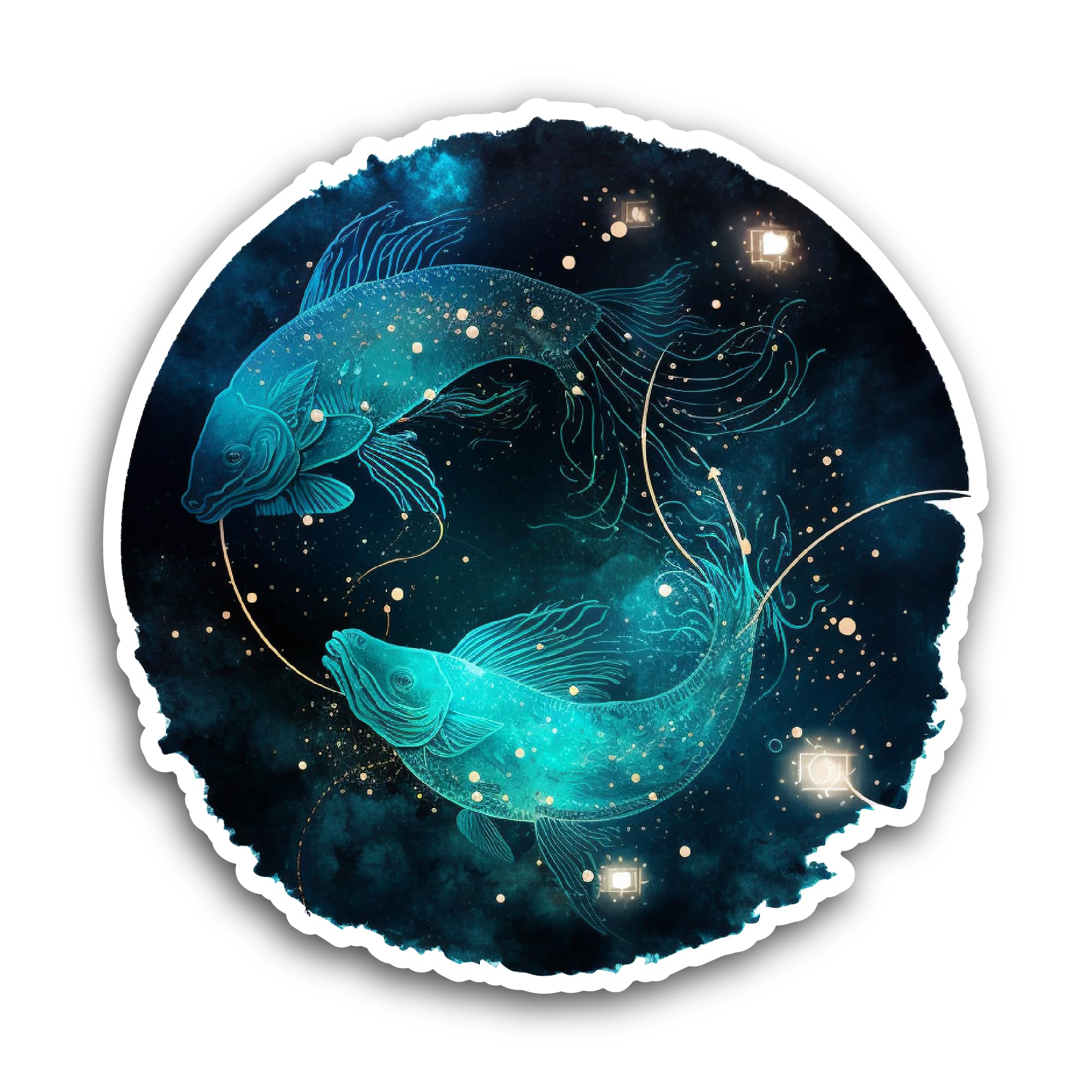 2 (Pieces) 3" and 5" Pisces Zodiac Sign Sticker, Waterproof Vinyl Decals for Many Purpose Like Cars,