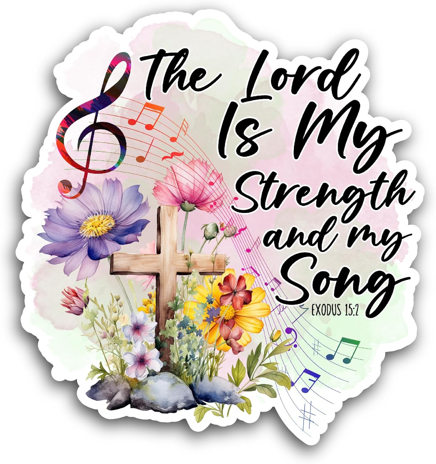 2 (Pieces) 3" and 5" The Lord is My Strength Sticker, Waterproof Vinyl Decals for Many Purpose Like Cars, Trucks, Laptops, Phones, Windows and More