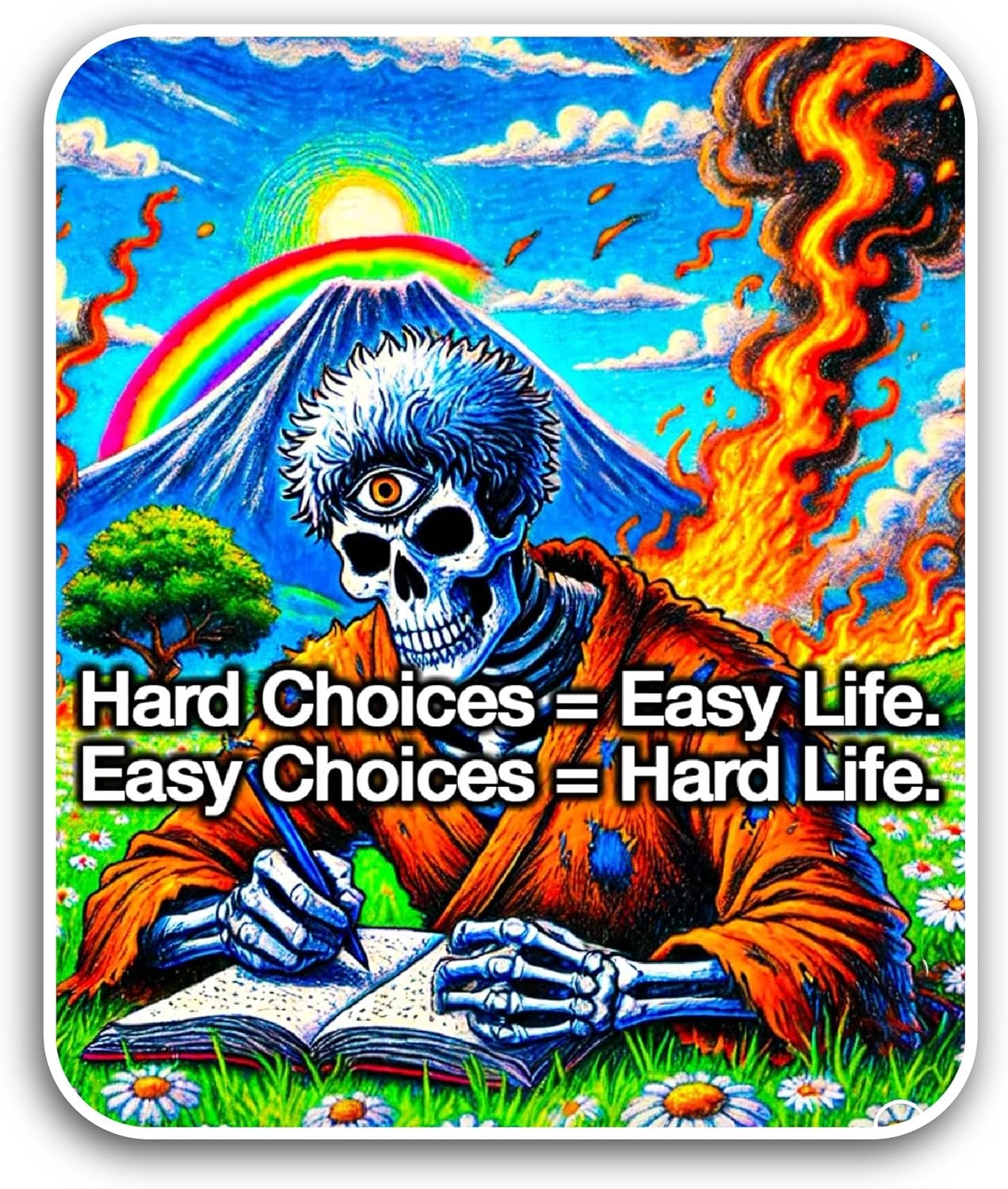 2 (Pieces) 3" and 5" Hard Choices Easy Life Sticker, Waterproof Vinyl Decals for Many Purpose Like Cars, Trucks, Laptops, Phones, Windows and More