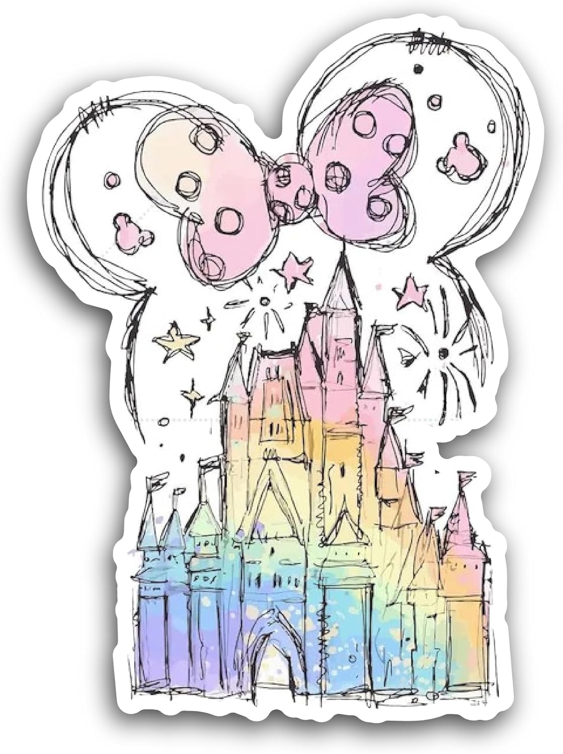 2 (Pieces) 3" and 5" Magical Castle Sticker, Waterproof Vinyl Decals for Many Purpose Like Cars, Trucks, Laptops, Phones, Windows and More