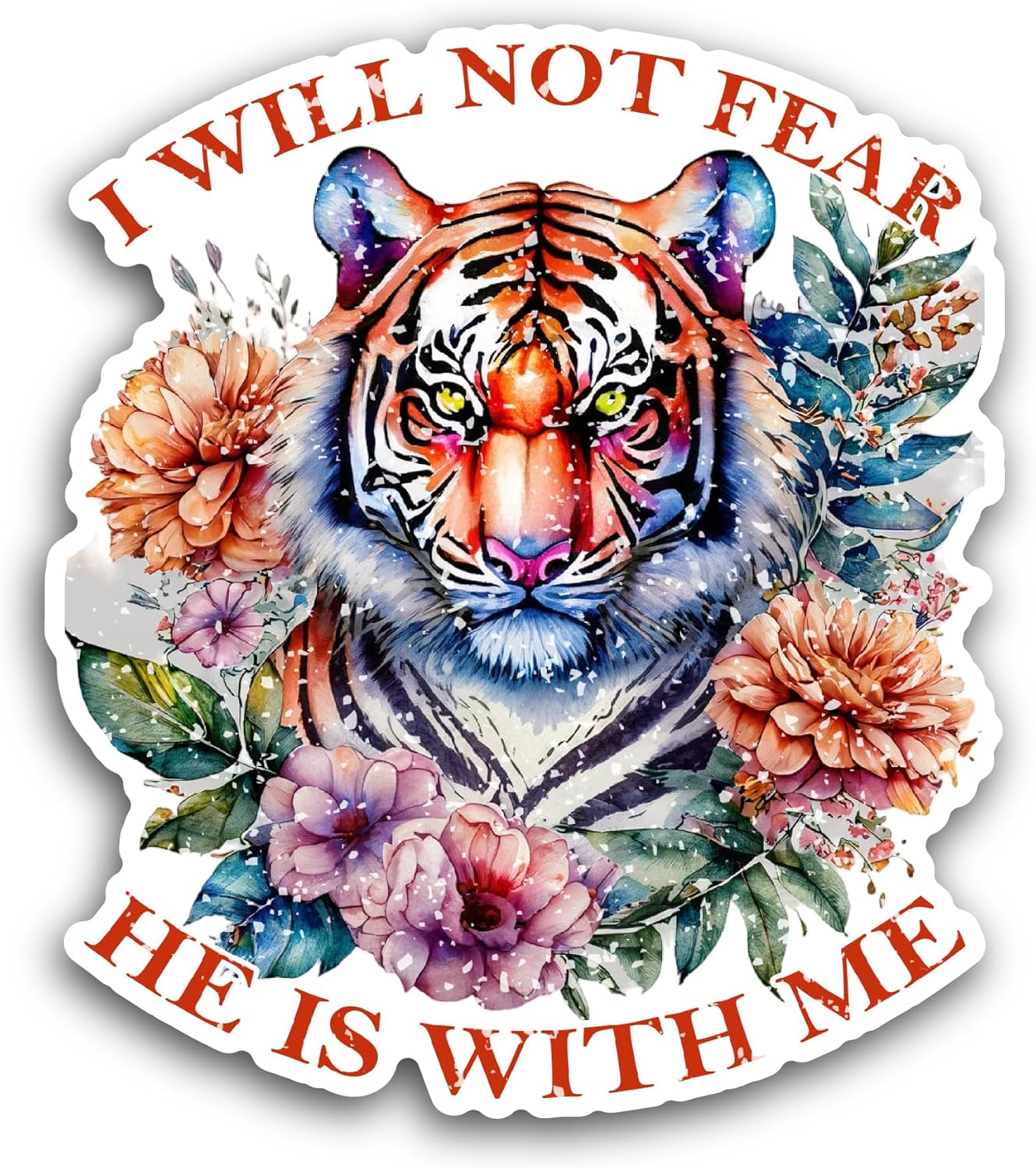 2 (Pieces) 3" and 5" I Will Not Fear He is with Me Sticker, Waterproof Vinyl Decals for Many Purpose Like Cars, Trucks, Laptops, Phones, Windows and More
