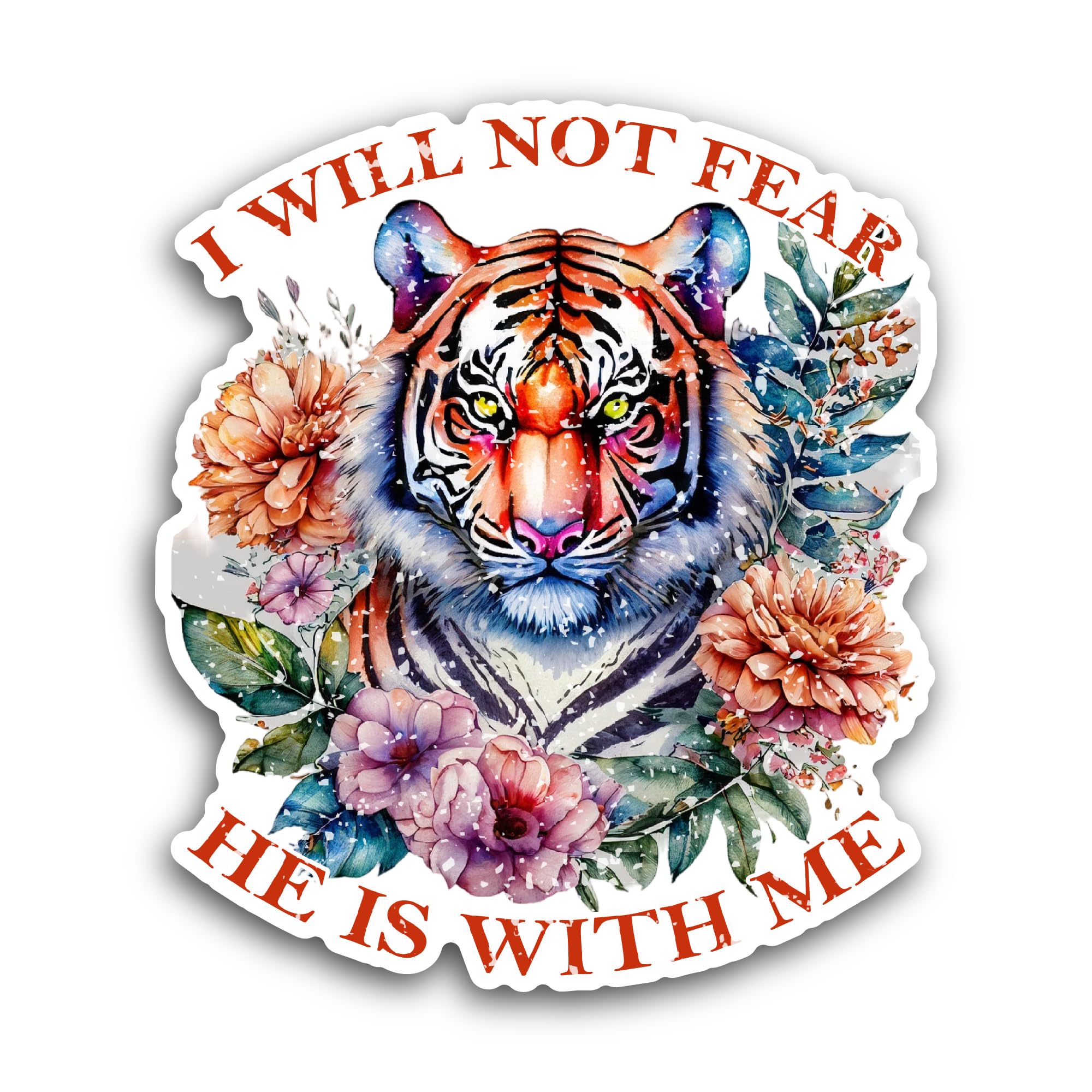 2 (Pieces) 3" and 5" I Will Not Fear He is with Me Sticker, Waterproof Vinyl Decals for Many Purpose