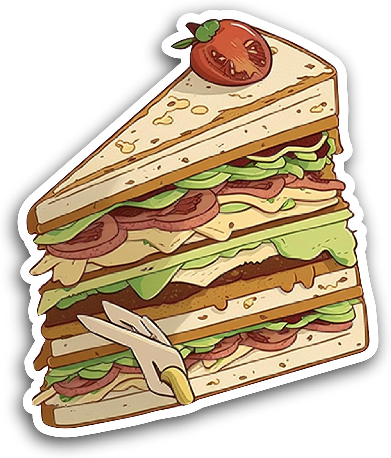 2 (Pieces) 3" and 5" Sandwich Sticker, Waterproof Vinyl Decals for Many Purpose Like Cars, Trucks, Laptops, Phones, Windows and More