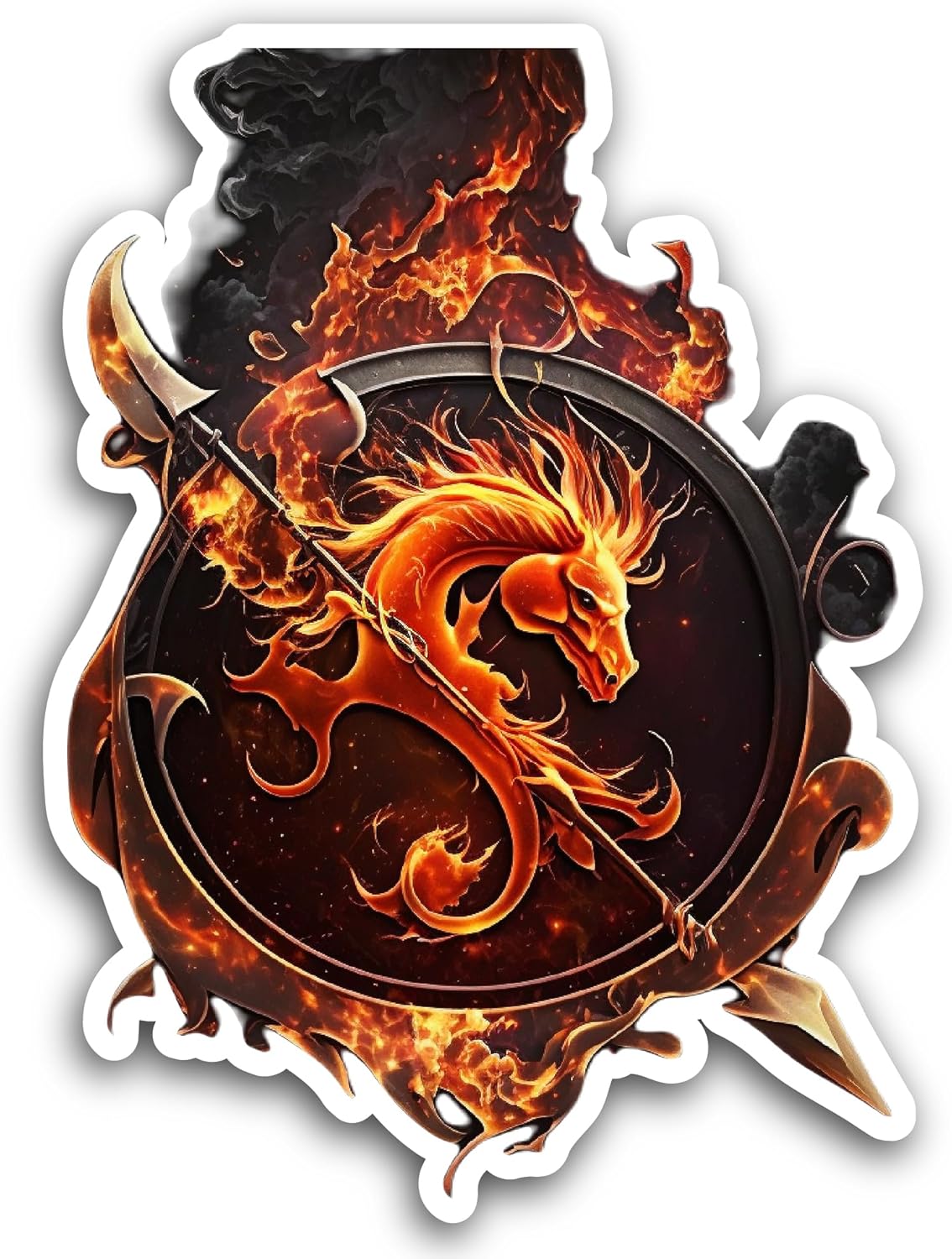 2 (Pieces) 3" and 5" Dragon with Fire Sticker, Waterproof Vinyl Decals for Many Purpose Like Cars, Trucks, Laptops, Phones, Windows and More