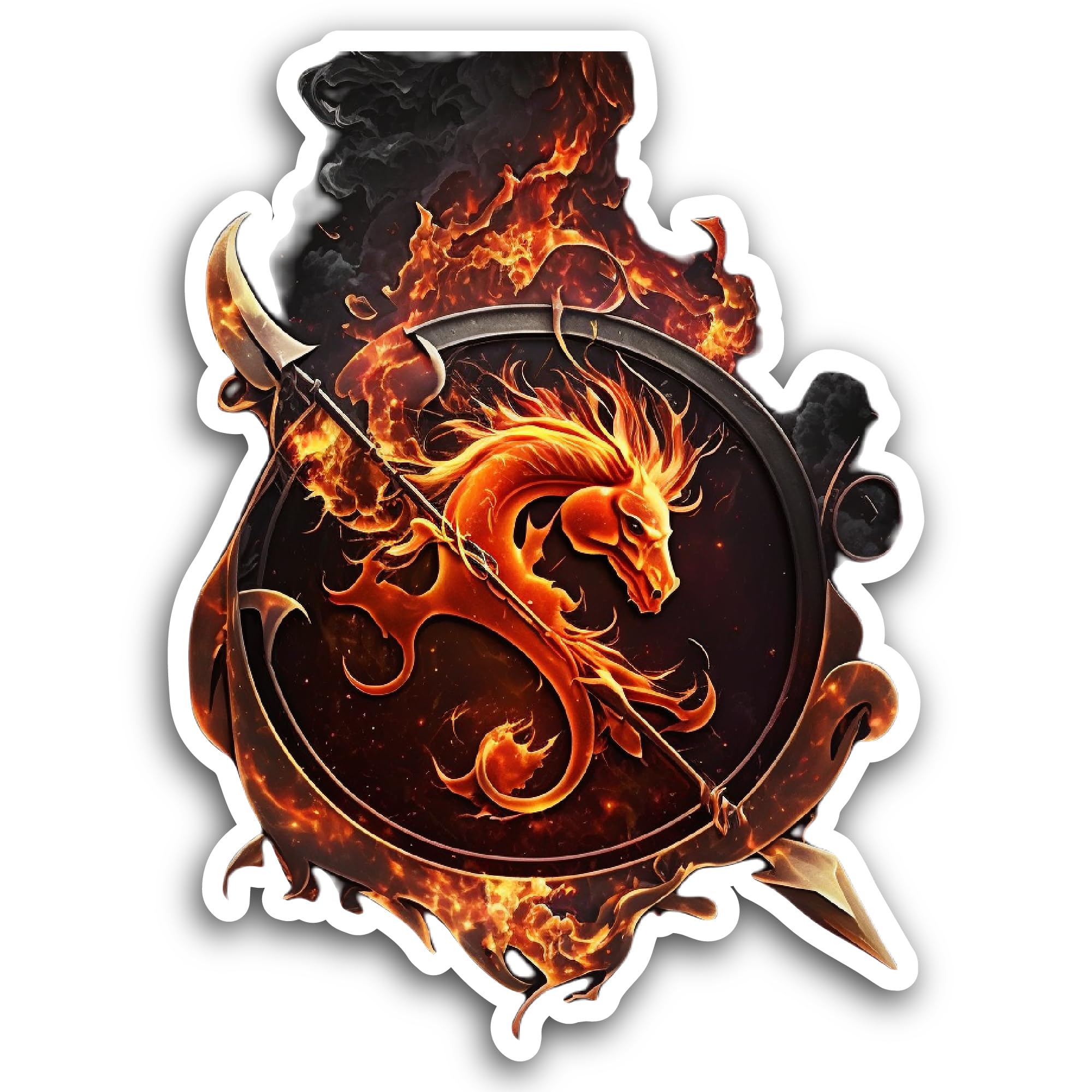 2 (Pieces) 3" and 5" Dragon with Fire Sticker, Waterproof Vinyl Decals for Many Purpose Like Cars, T