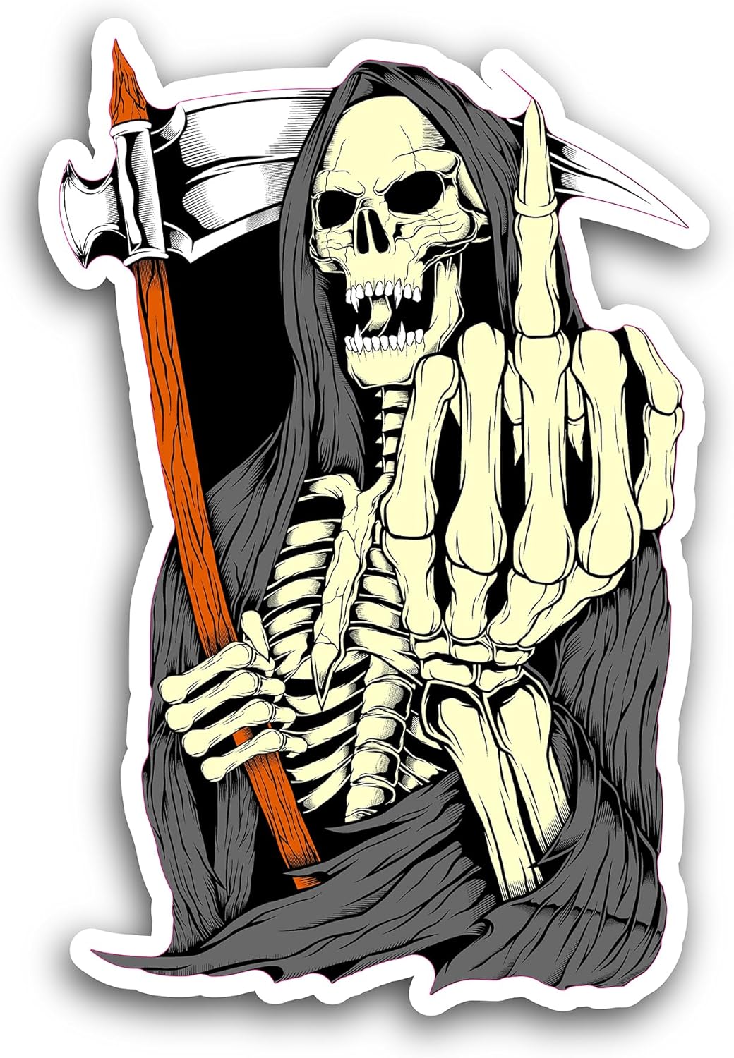 2 (Pieces) 3" and 5" Grim Reaper Skull Decal Sticker, Waterproof Vinyl Decals for Many Purpose Like Cars, Trucks, Laptops, Phones, Windows and More