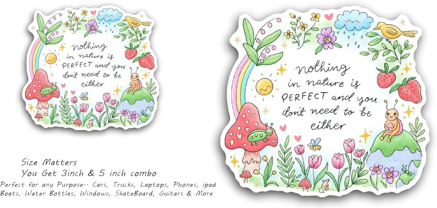 2 (Pieces) 3" and 5" Art with Inspirational Text Sticker, Waterproof Vinyl Decals for Many Purpose Like Cars, Trucks, Laptops, Phones, Windows and More