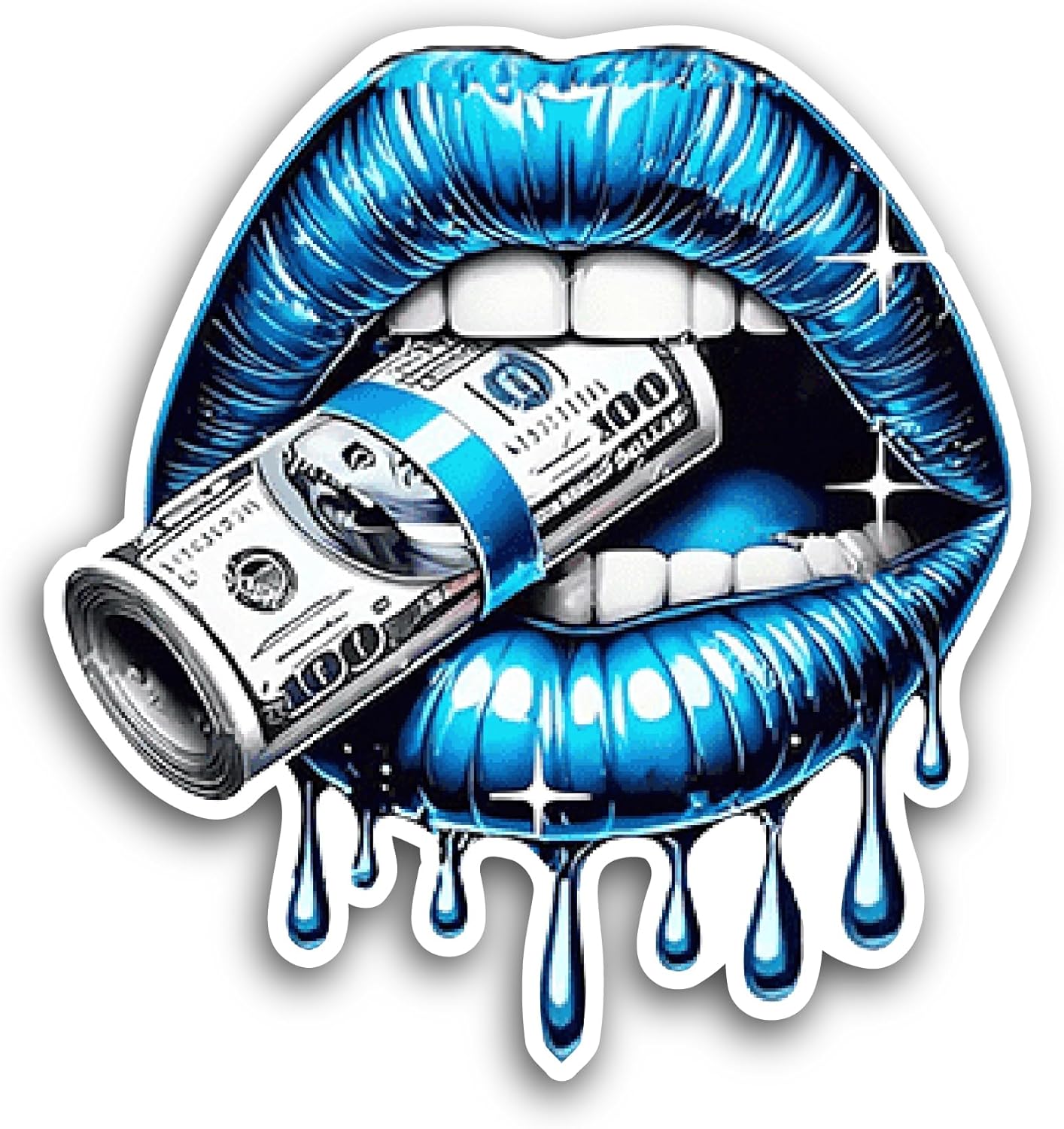 2 (Pieces) 3" and 5" Lips and Money Sticker, Waterproof Vinyl Decals for Many Purpose Like Cars, Trucks, Laptops, Phones, Windows and More