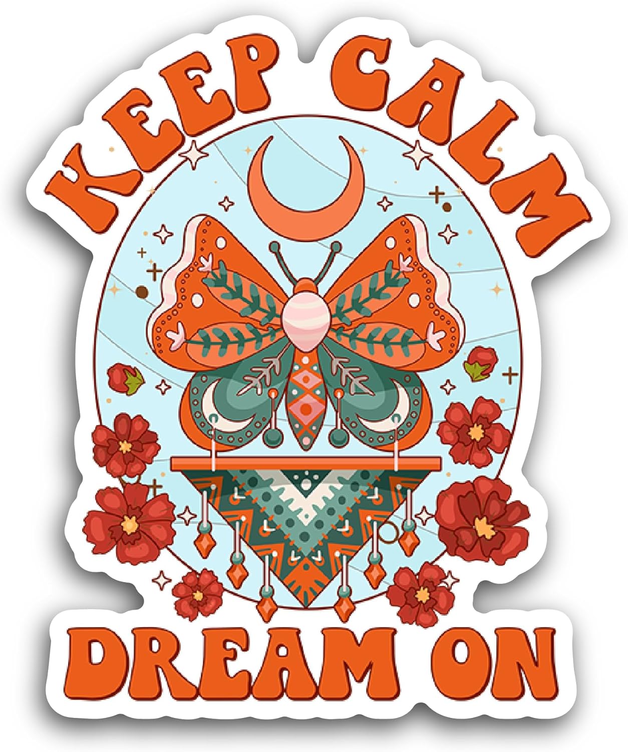 2 (Pieces) 3" and 5" Keep Calm Dream on Sticker, Waterproof Vinyl Decals for Many Purpose Like Cars, Trucks, Laptops, Phones, Windows and More