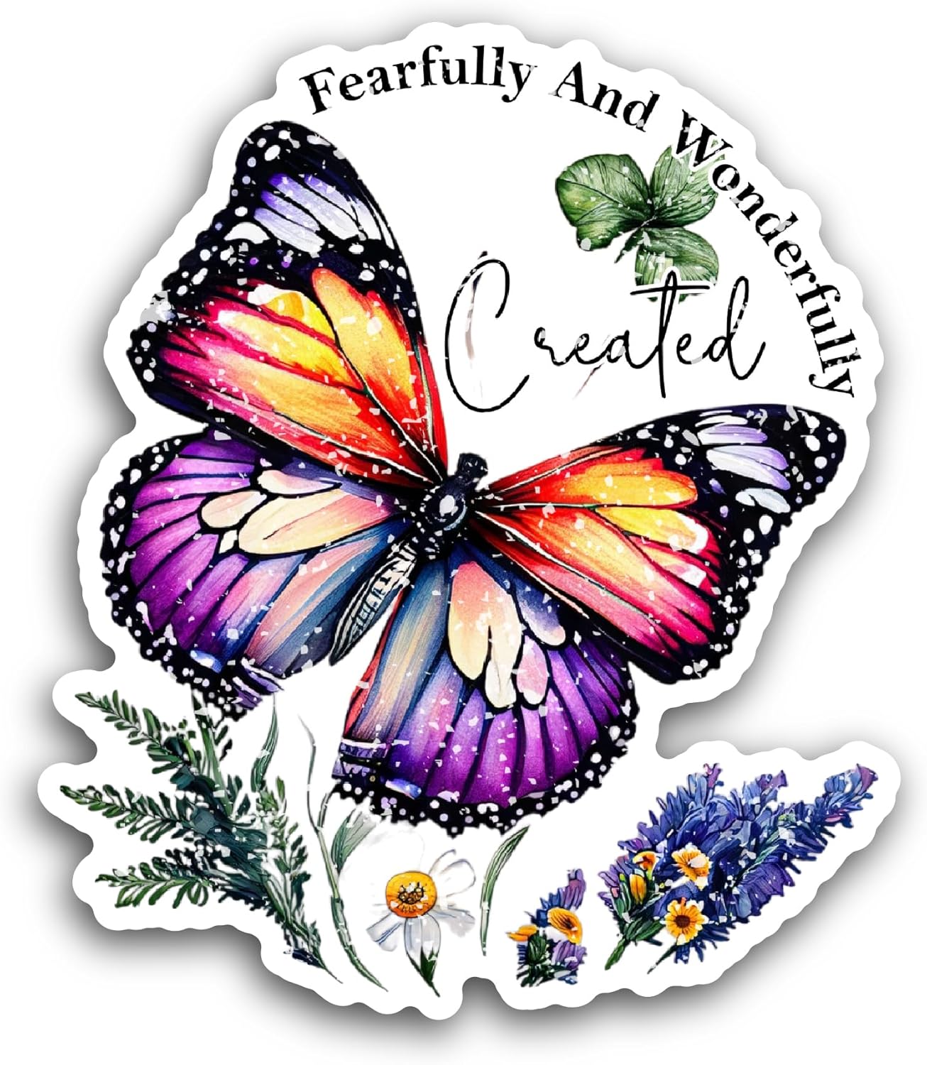 2 (Pieces) 3" and 5" Fearfully and Wonderfully Created Sticker, Waterproof Vinyl Decals for Many Purpose Like Cars, Trucks, Laptops, Phones, Windows and More