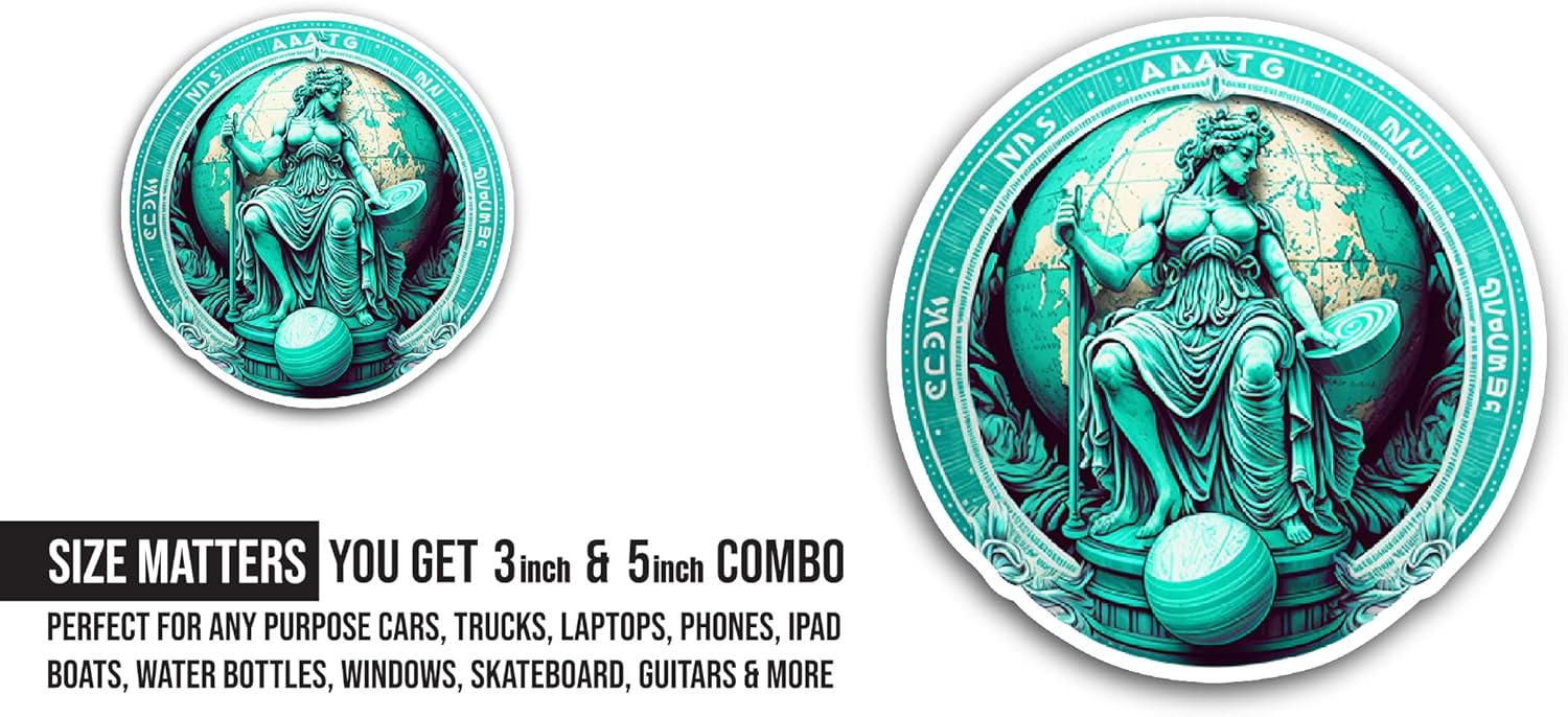 2 (Pieces) 3" and 5" Ancient Greek Statue Sticker, Waterproof Vinyl Decals for Many Purpose Like Cars, Trucks, Laptops, Phones, Windows and More