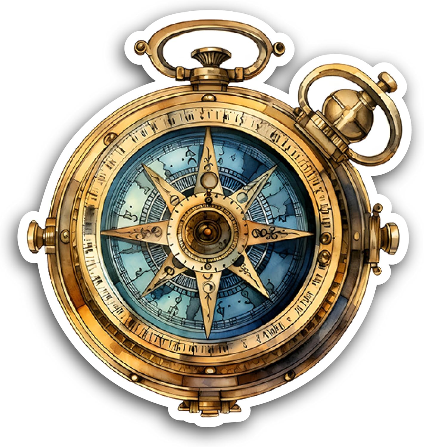 2 (Pieces) 3" and 5" Old Compass Sticker, Waterproof Vinyl Decals for Many Purpose Like Cars, Trucks, Laptops, Phones, Windows and More