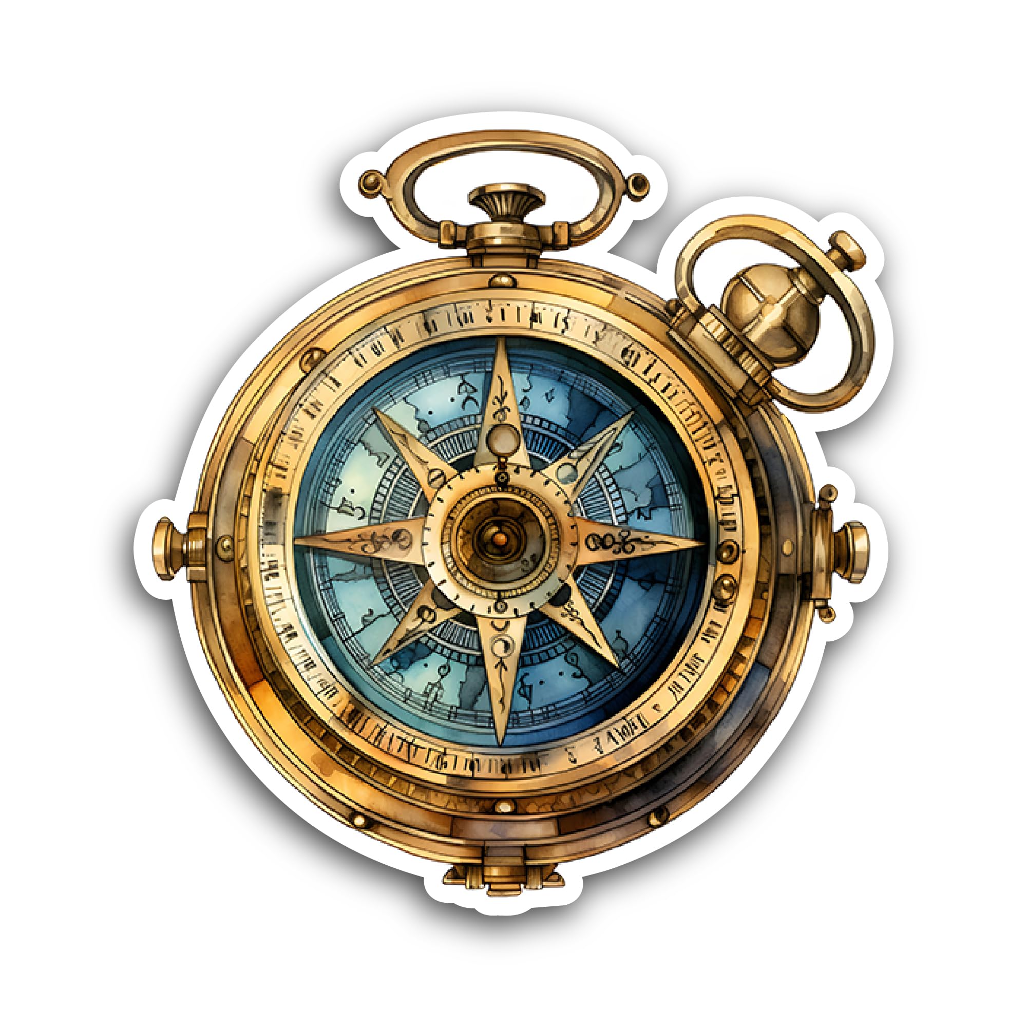 2 (Pieces) 3" and 5" Old Compass Sticker, Waterproof Vinyl Decals for Many Purpose Like Cars, Trucks