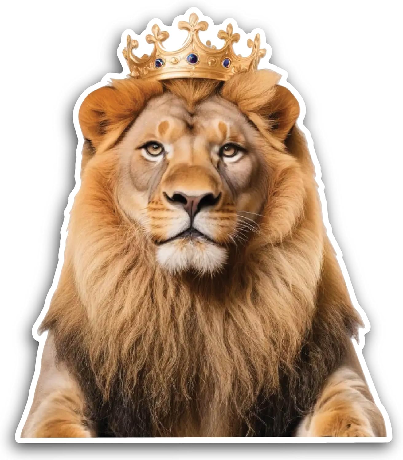 2 (Pieces) 3" and 5" Crowned Lion Sticker, Waterproof Vinyl Decals for Many Purpose Like Cars, Trucks, Laptops, Phones, Windows and More