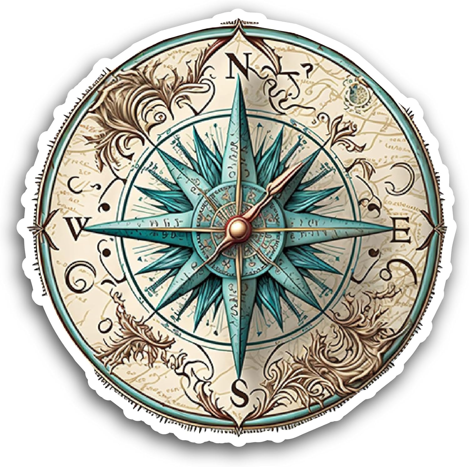 2 (Pieces) 3" and 5" Vintage Old Compass Sticker, Waterproof Vinyl Decals for Many Purpose Like Cars, Trucks, Laptops, Phones, Windows and More