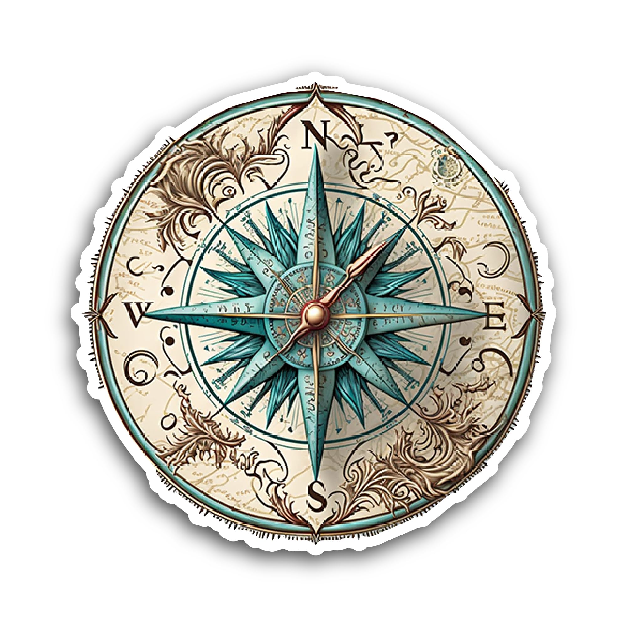 2 (Pieces) 3" and 5" Vintage Old Compass Sticker, Waterproof Vinyl Decals for Many Purpose Like Cars