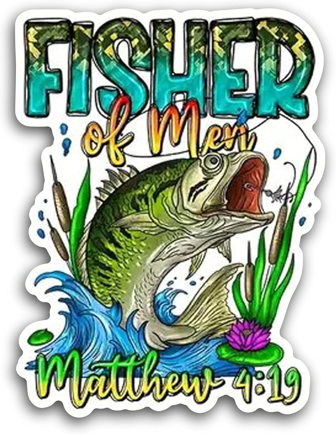 2 (Pieces) 3" and 5" Fisher of Men Message Sticker Decal Sticker,Waterproof Vinyl Decals for Many Purpose Like Cars, Trucks, Laptops, Phones, Windows and More