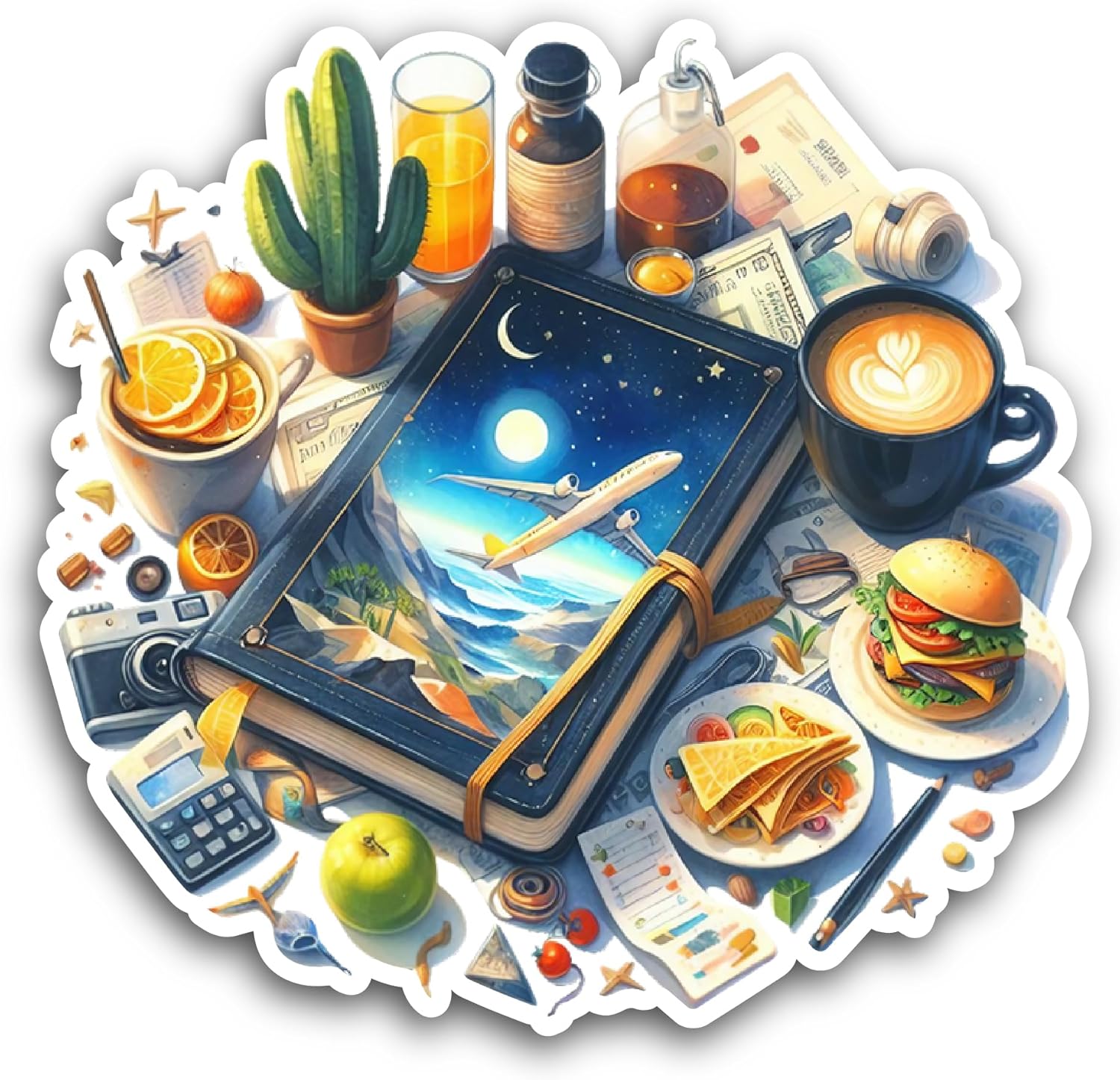 2 (Pieces) 3" and 5" Table with Food and Drinks Sticker, Waterproof Vinyl Decals for Many Purpose Like Cars, Trucks, Laptops, Phones, Windows and More
