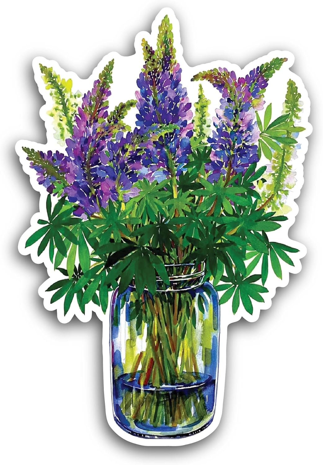 2 (Pieces) 3" and 5" Lupine Flowers Sticker, Waterproof Vinyl Decals for Many Purpose Like Cars, Trucks, Laptops, Phones, Windows and More