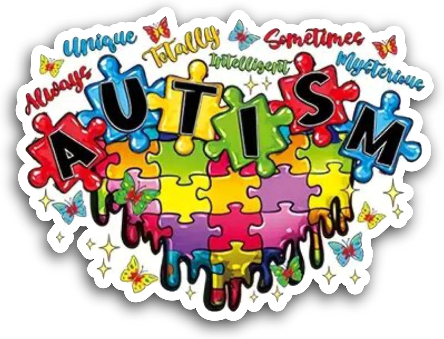 2 (Pieces) 3" and 5" Autism Decal Sticker, Waterproof Vinyl Decals for Many Purpose Like Cars, Trucks, Laptops, Phones, Windows and More
