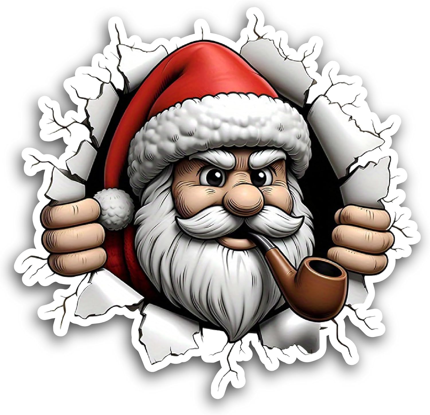 2 (Pieces) 3" and 5" Cute Santa Sticker, Waterproof Vinyl Decals for Many Purpose Like Cars, Trucks, Laptops, Phones, Windows and More