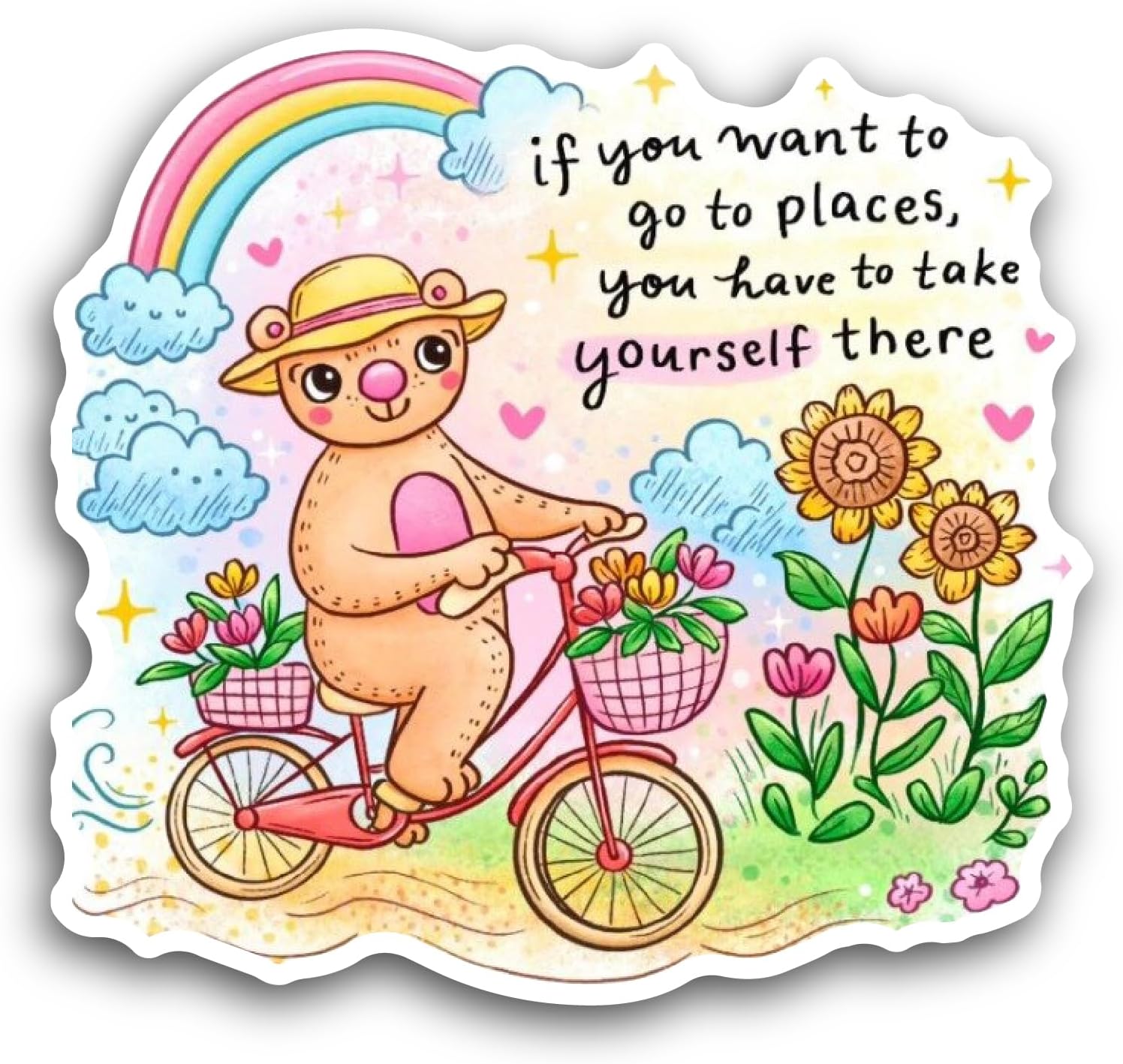 2 (Pieces) 3" and 5" Bear with Inspirational Text Sticker, Waterproof Vinyl Decals for Many Purpose Like Cars, Trucks, Laptops, Phones, Windows and More