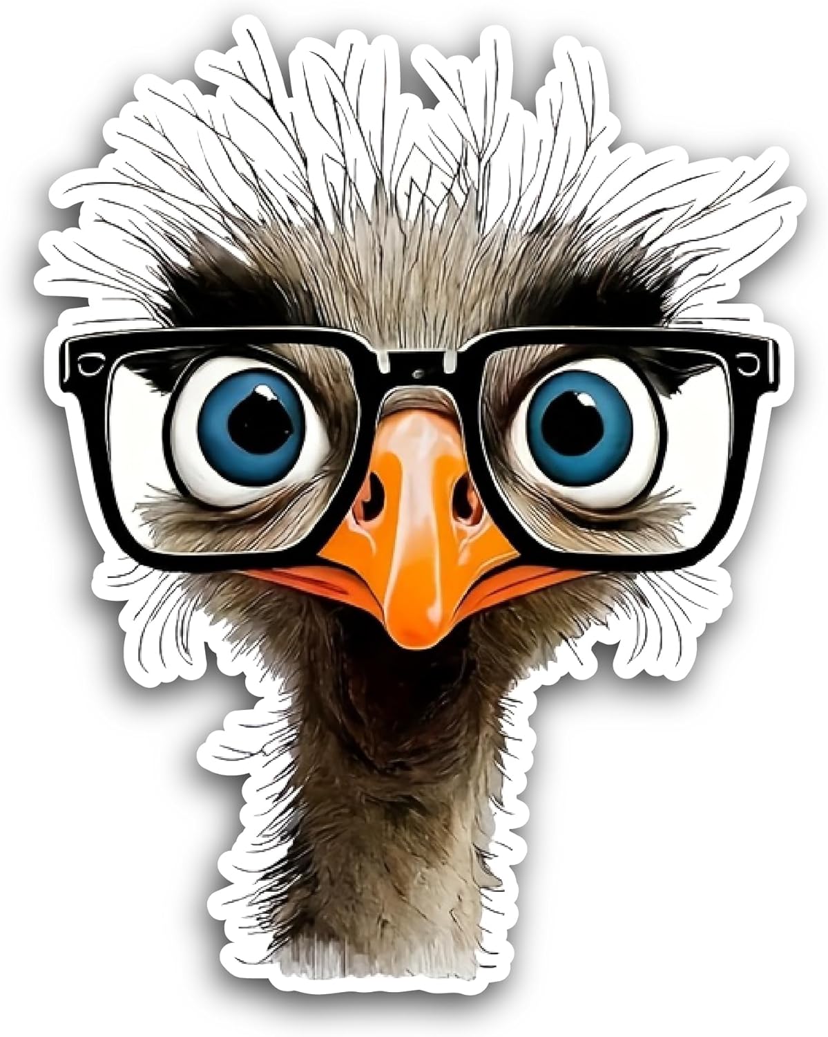 2 (Pieces) 3" and 5" Ostrich Sticker, Waterproof Vinyl Decals for Many Purpose Like Cars, Trucks, Laptops, Phones, Windows and More