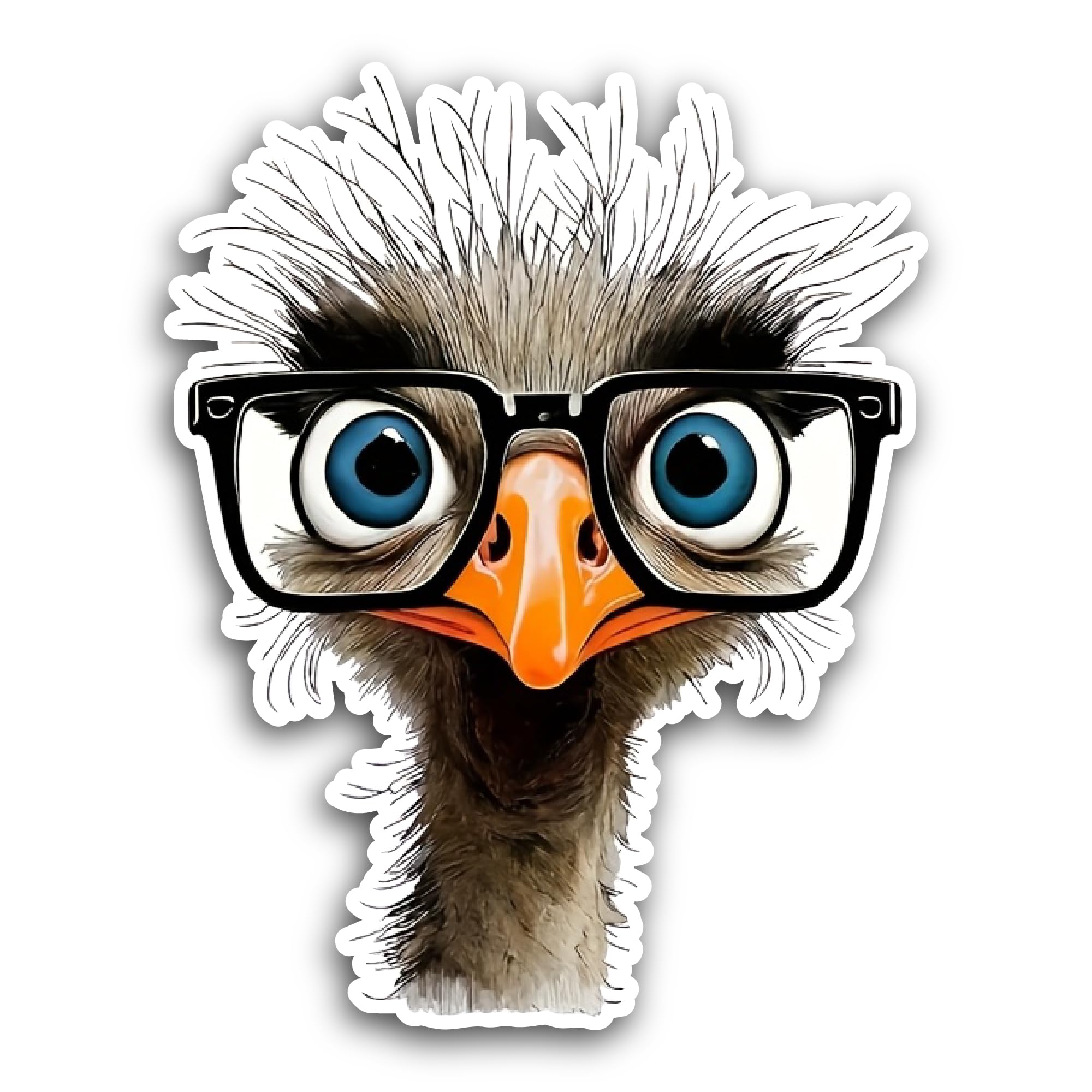2 (Pieces) 3" and 5" Ostrich Sticker, Waterproof Vinyl Decals for Many Purpose Like Cars, Trucks, La